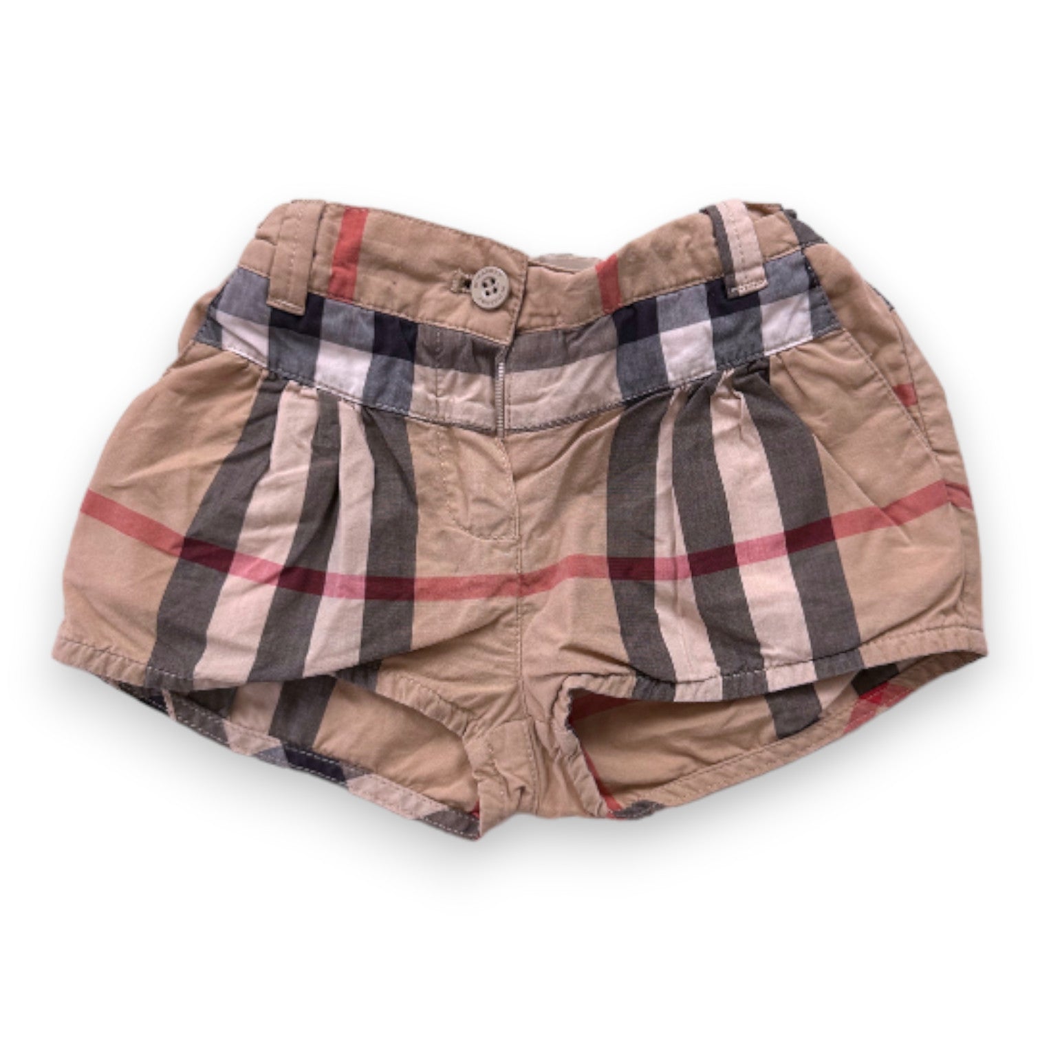 BURBERRY – Beige Shorts mit Burberry-Karomuster – 6 Monate