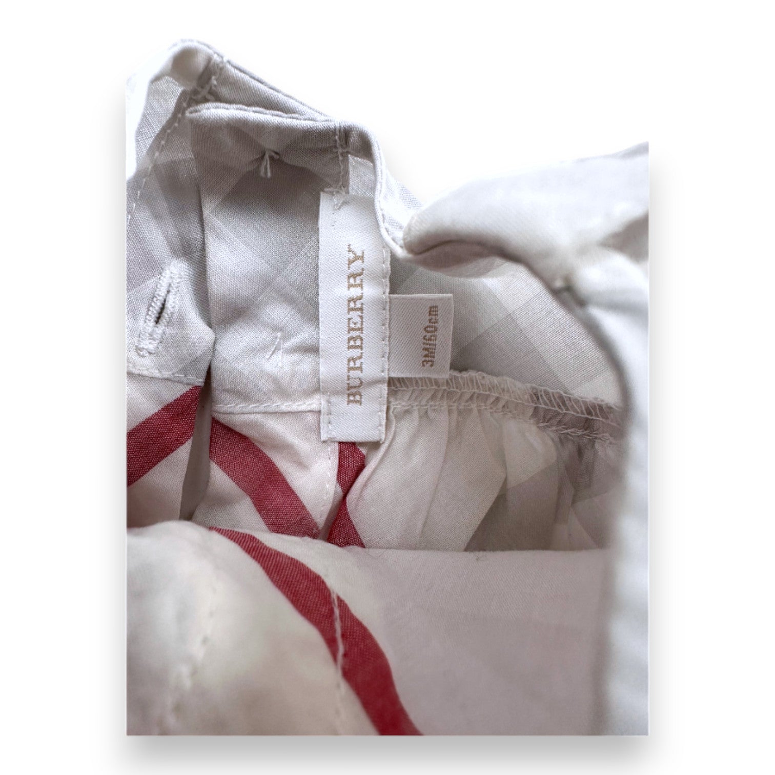 BURBERRY – Set aus Bluse und Pumphose in Weiß mit Karomuster von Burberry – 3 Monate