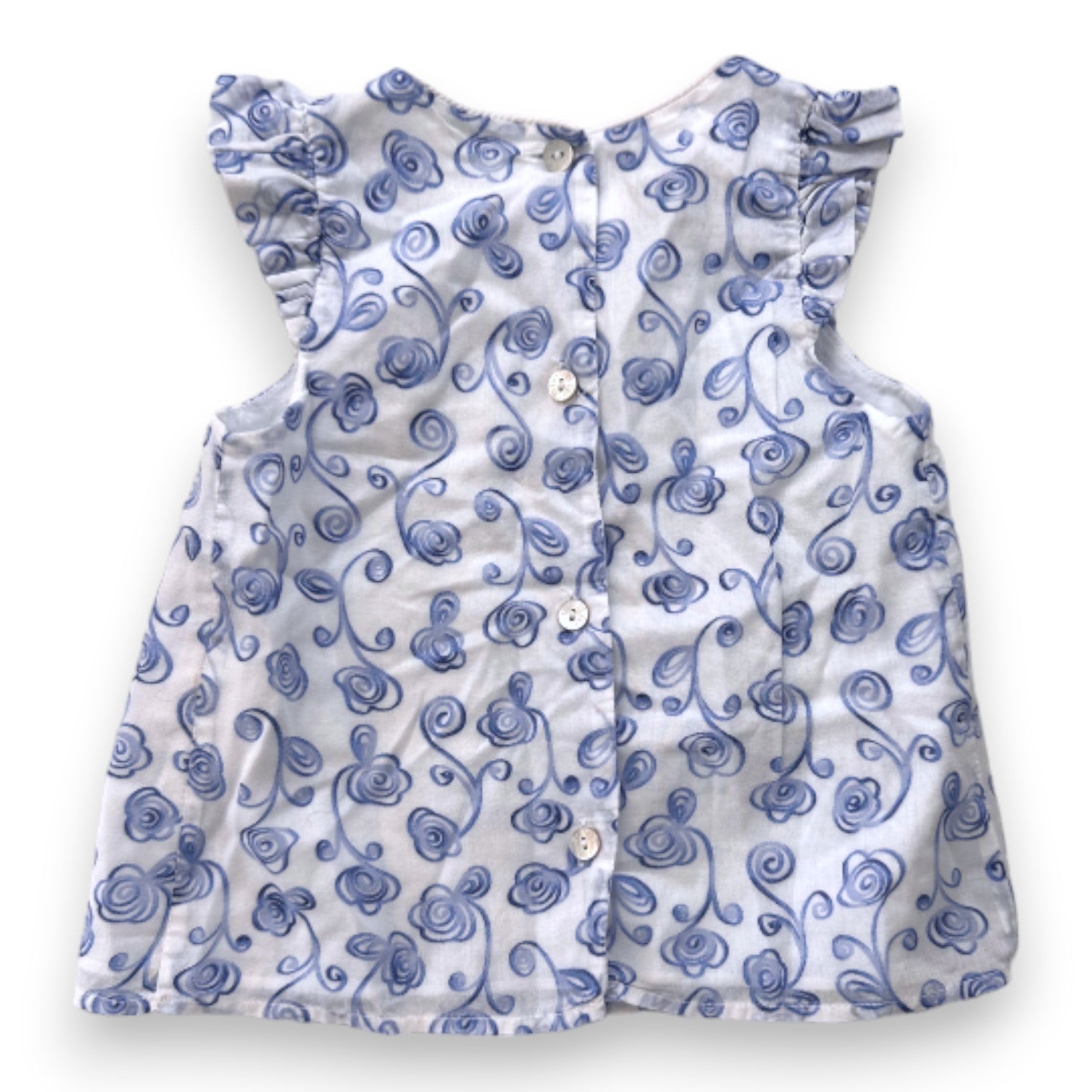 BABY DIOR - Weißes Kleid mit blauen Mustern - 18 Monate