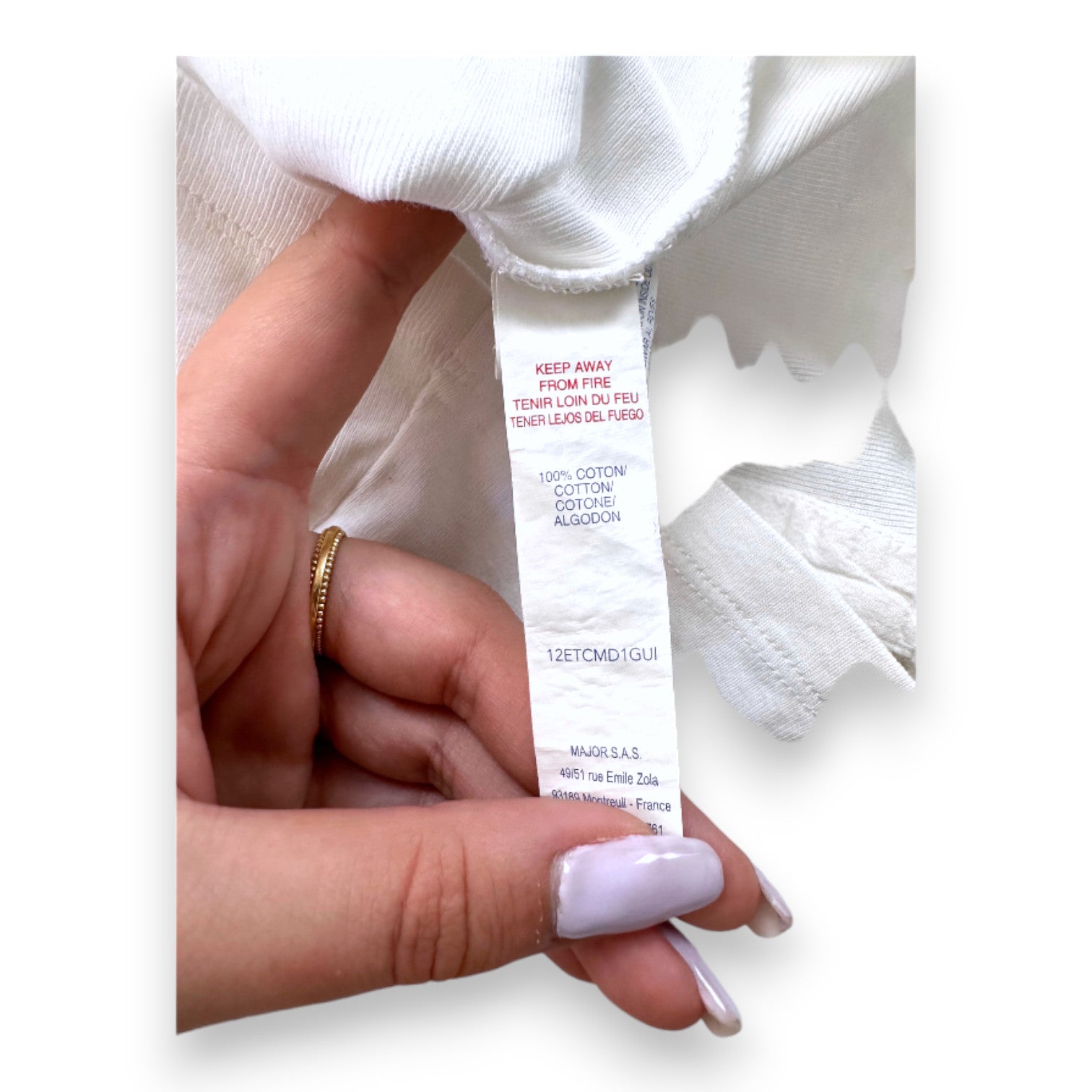 NATALYS - White long-sleeved T-shirt with embroidered collar - 1 month