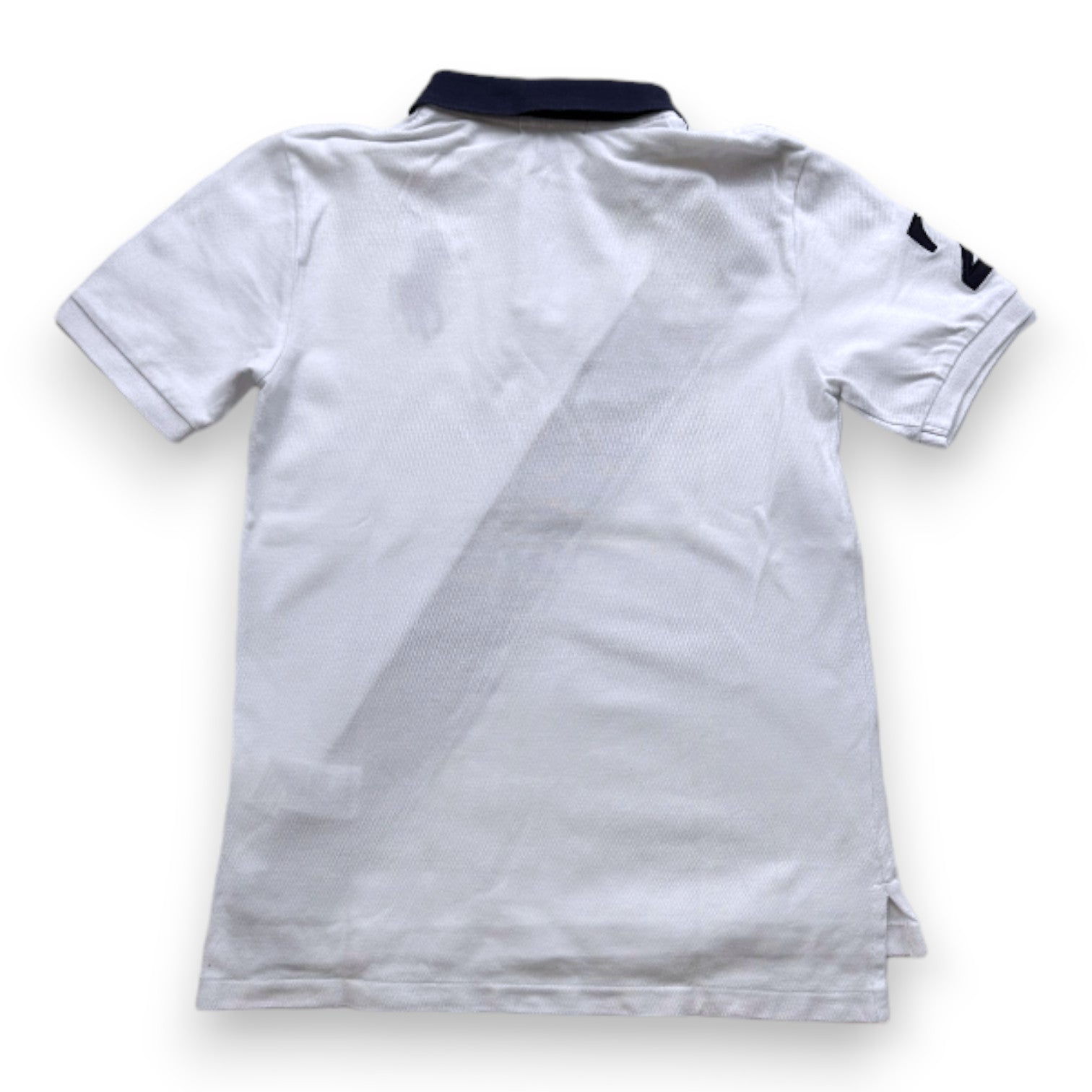 RALPH LAUREN - Blau-weißes Kurzarm-Poloshirt - 10 Jahre