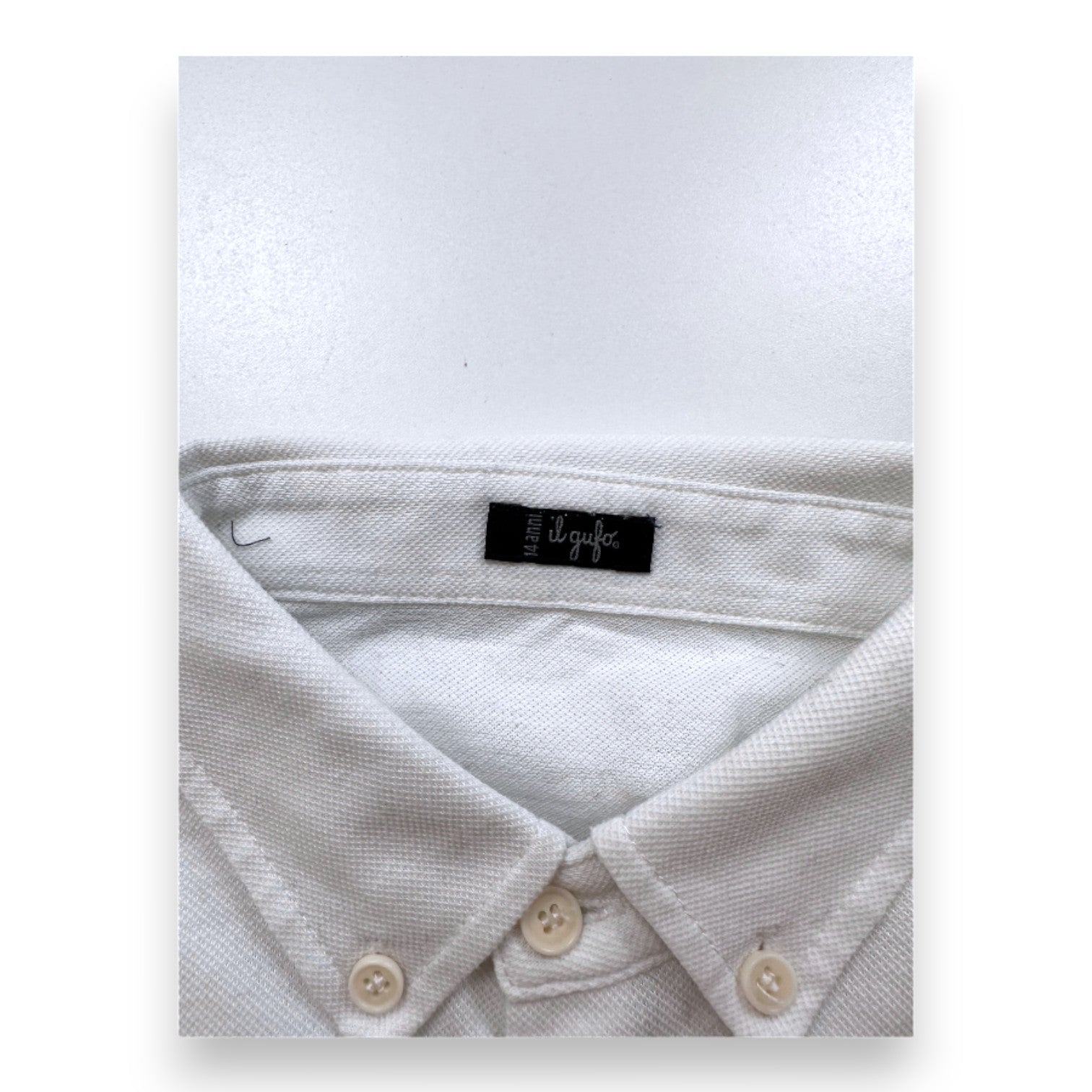 IL GUFO - Weißes Langarm-Poloshirt - 14 Jahre