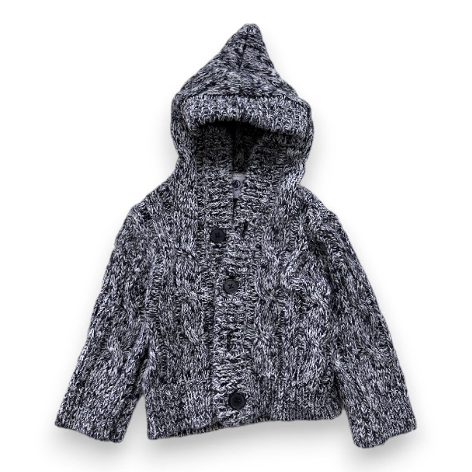 PETIT BATEAU - Blau-weiße Wollstrickjacke - 12 Monate
