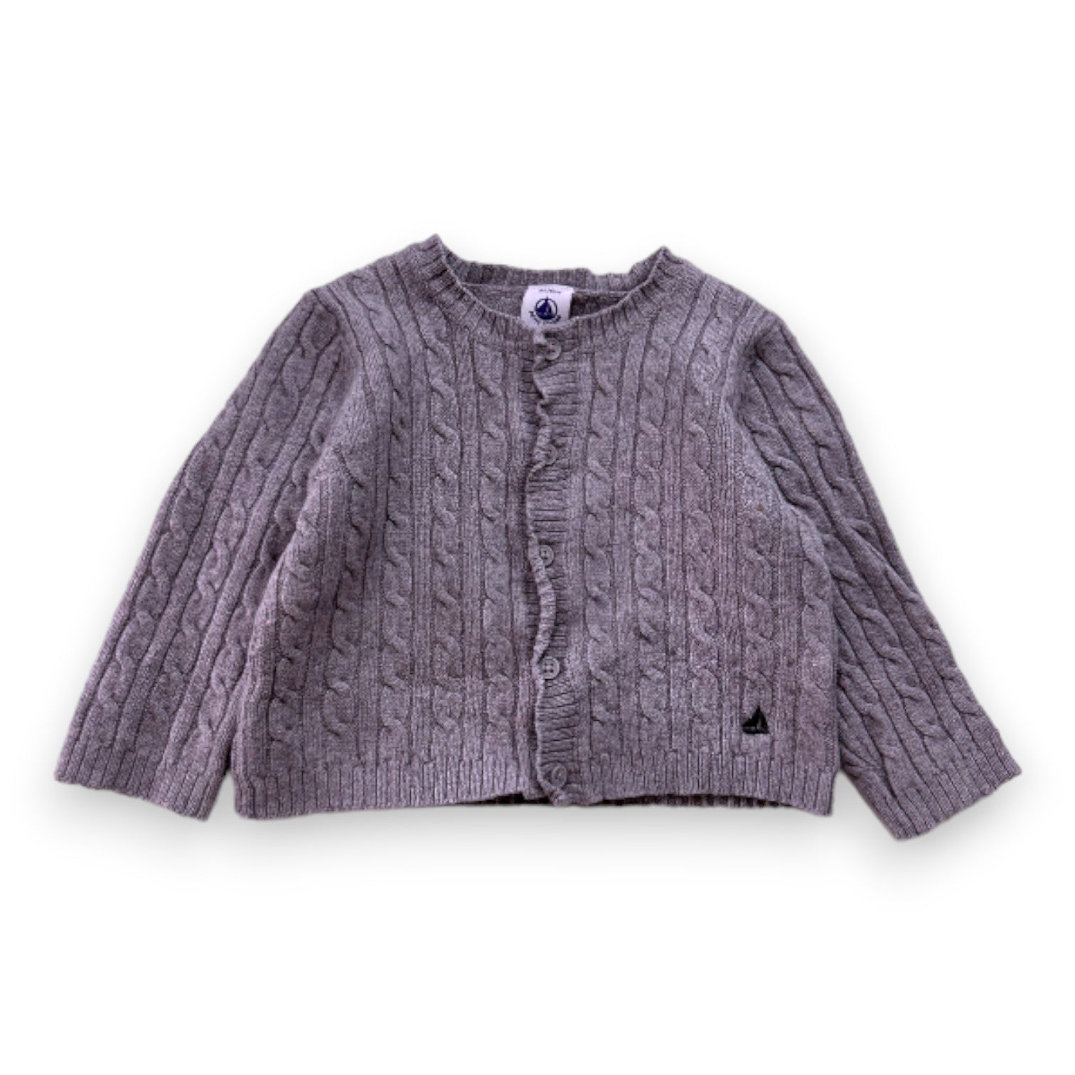 PETIT BATEAU - Graue Wollstrickjacke - 18 Monate