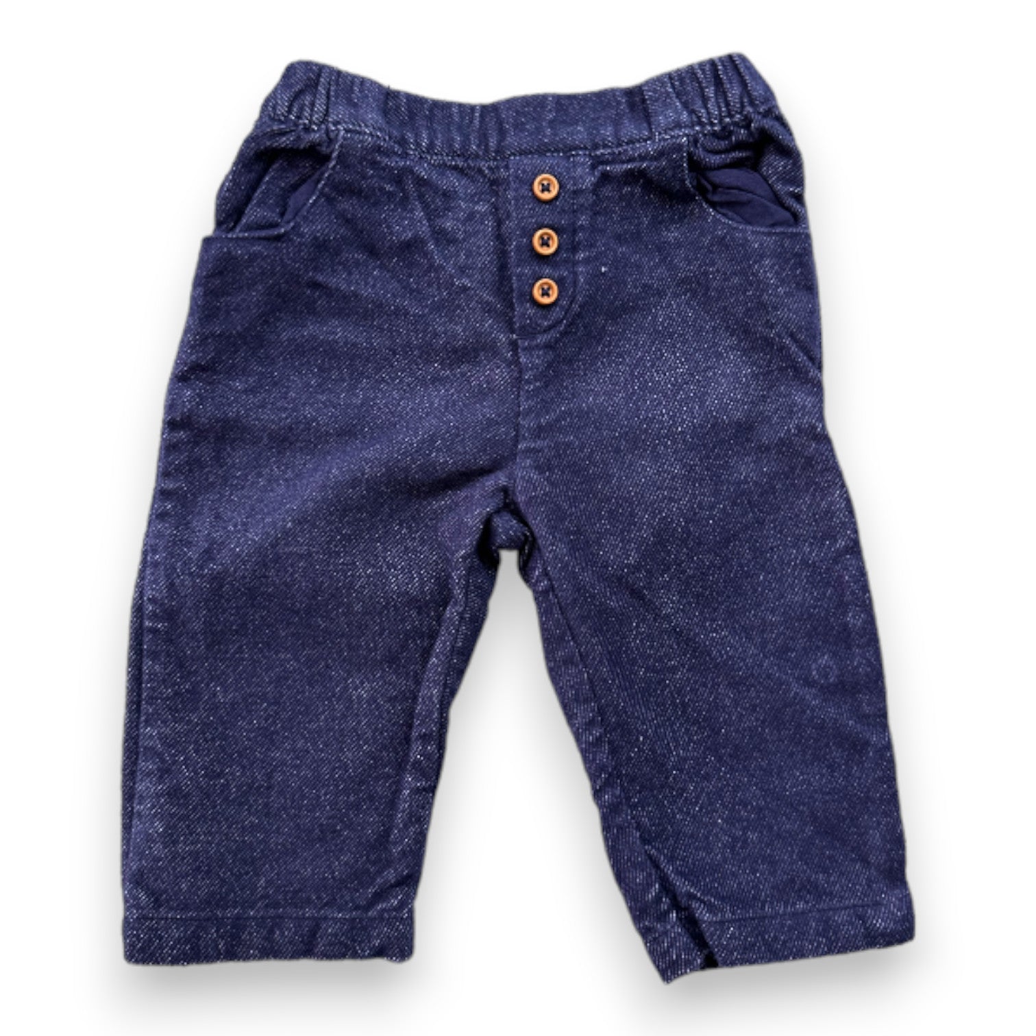 NATALYS - Navy blue denim-effect pants - 6 months