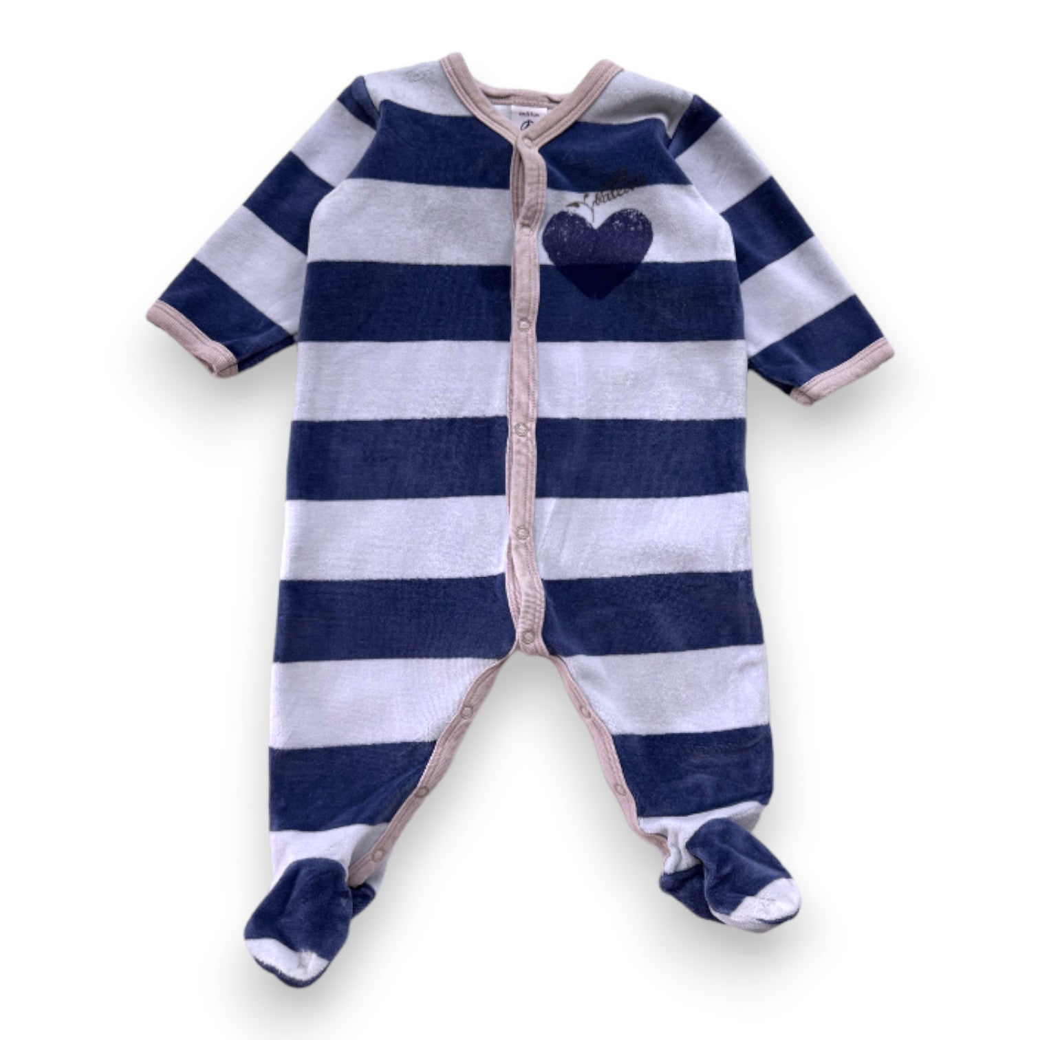 PETIT BATEAU - Blue striped pajamas - 6 months