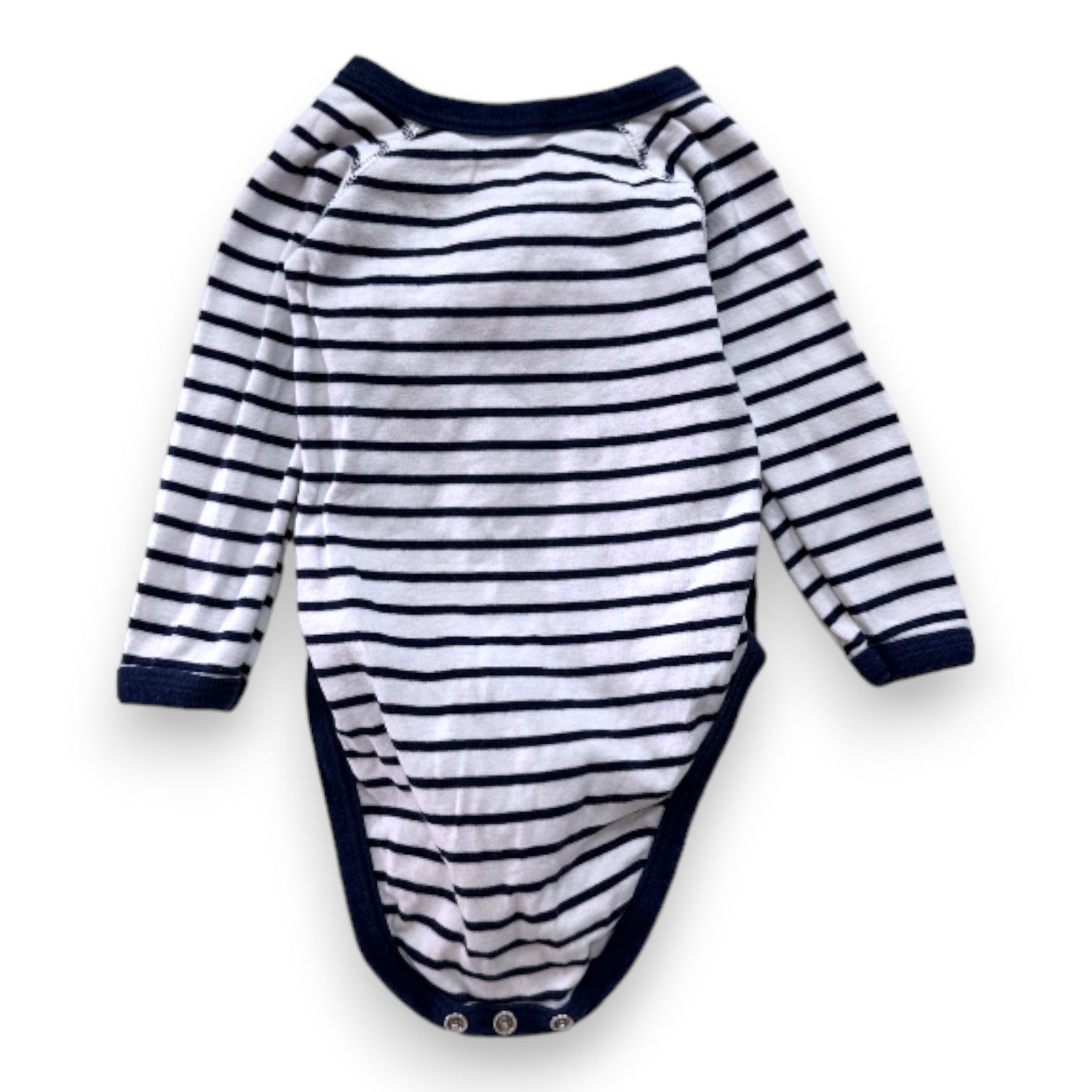 PETIT BATEAU - White and blue striped long-sleeved bodysuit - 6 months