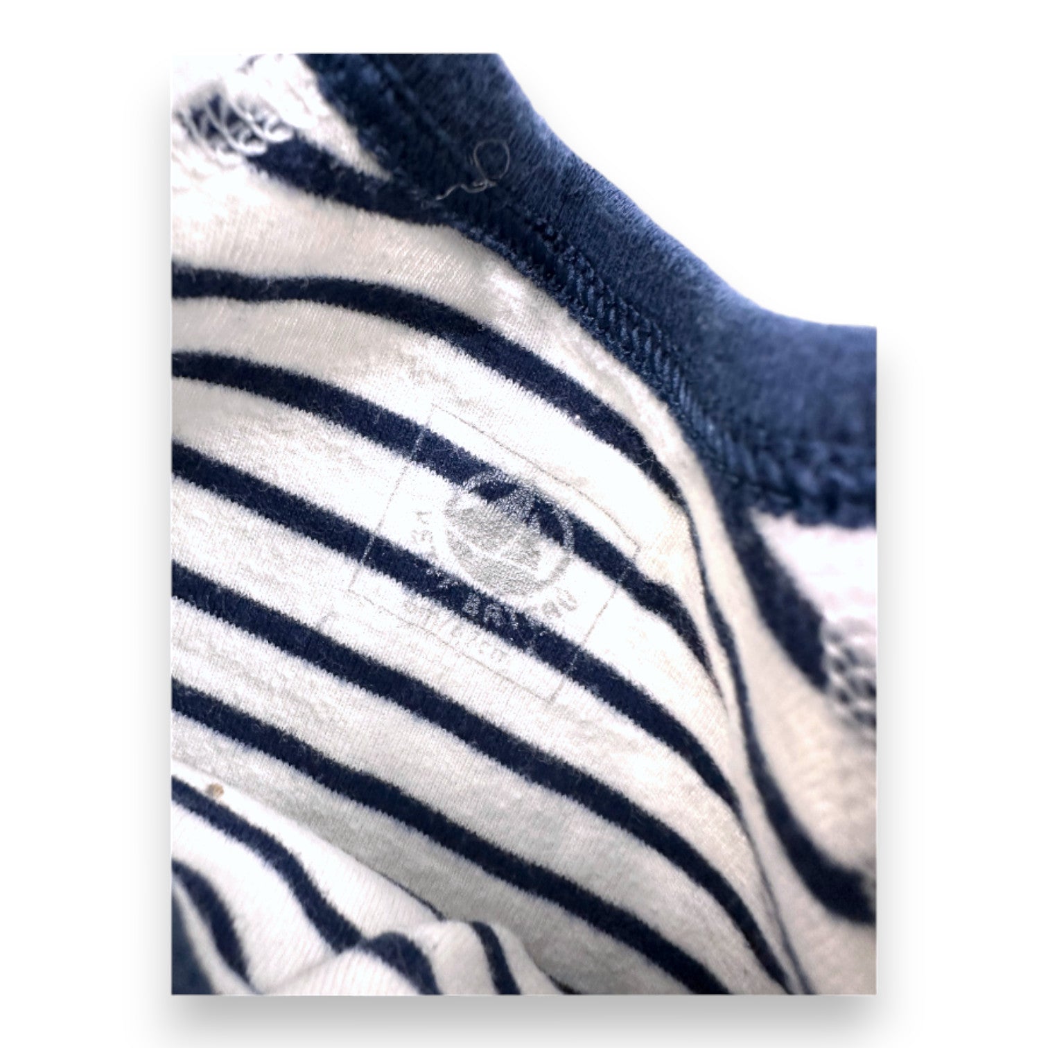 PETIT BATEAU - White and blue striped long-sleeved bodysuit - 6 months