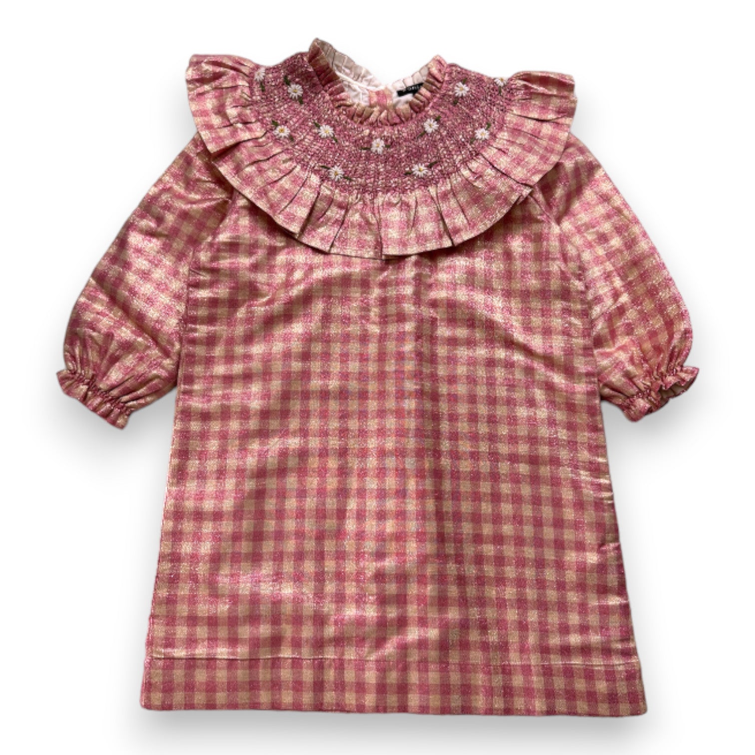 BONJOUR - Robe rose et doré avec broderies - 10 ans