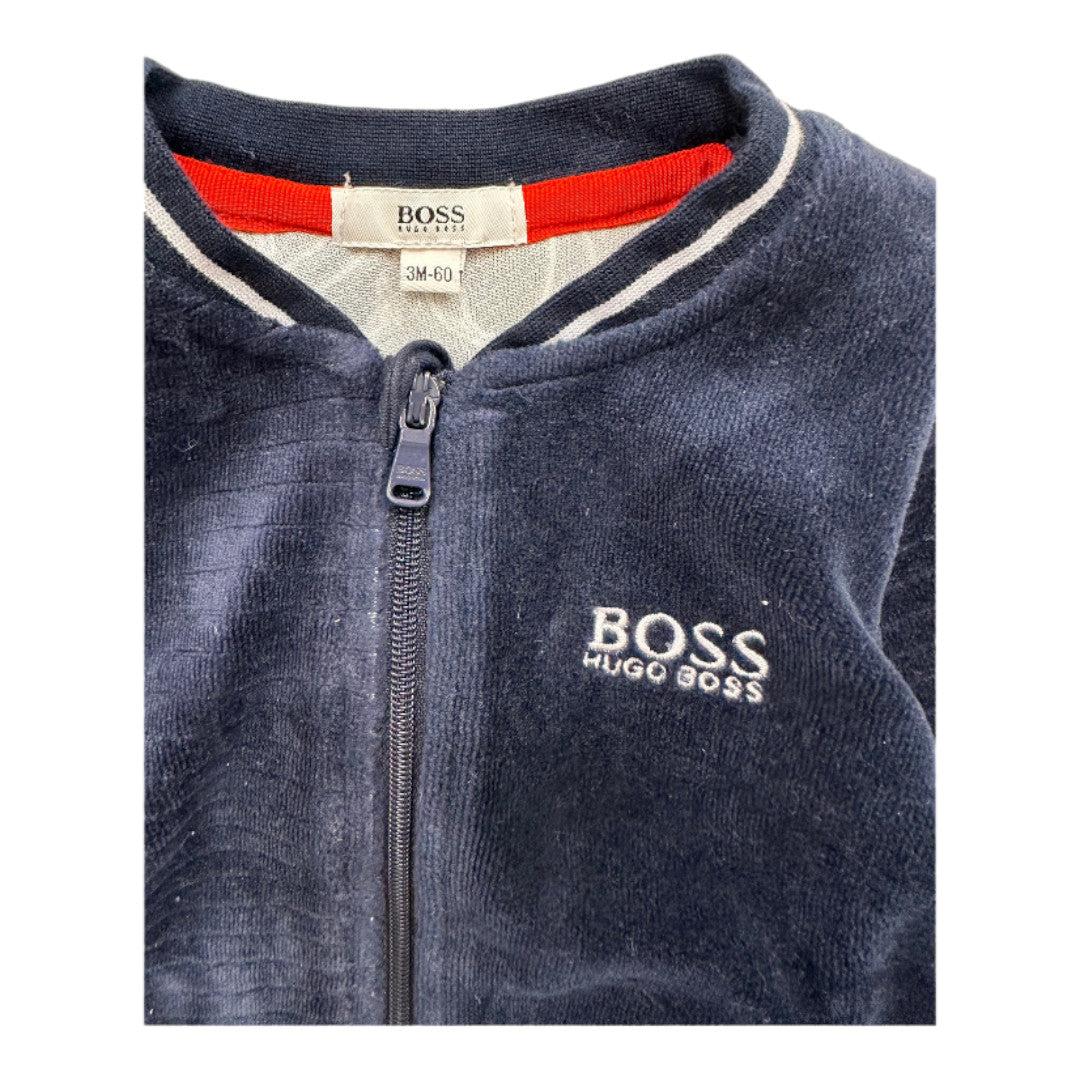 HUGO BOSS - Navy blue velour jogging set - 3 months