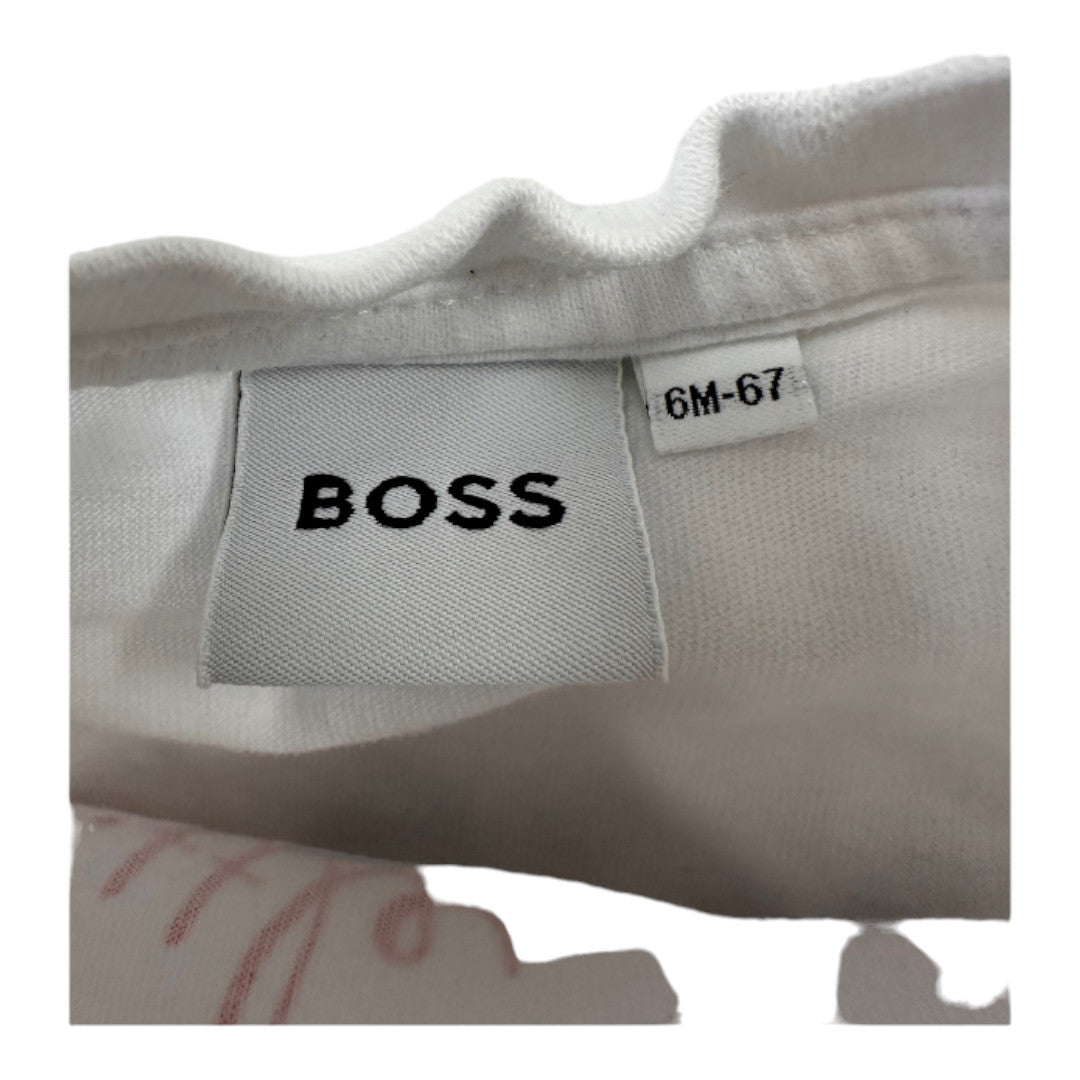 HUGO BOSS - White long-sleeved T-shirt with print - 6 months