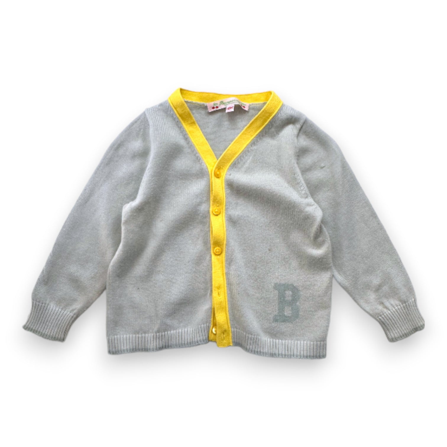 BONPOINT - cardigan vert et jaune - 18 mois
