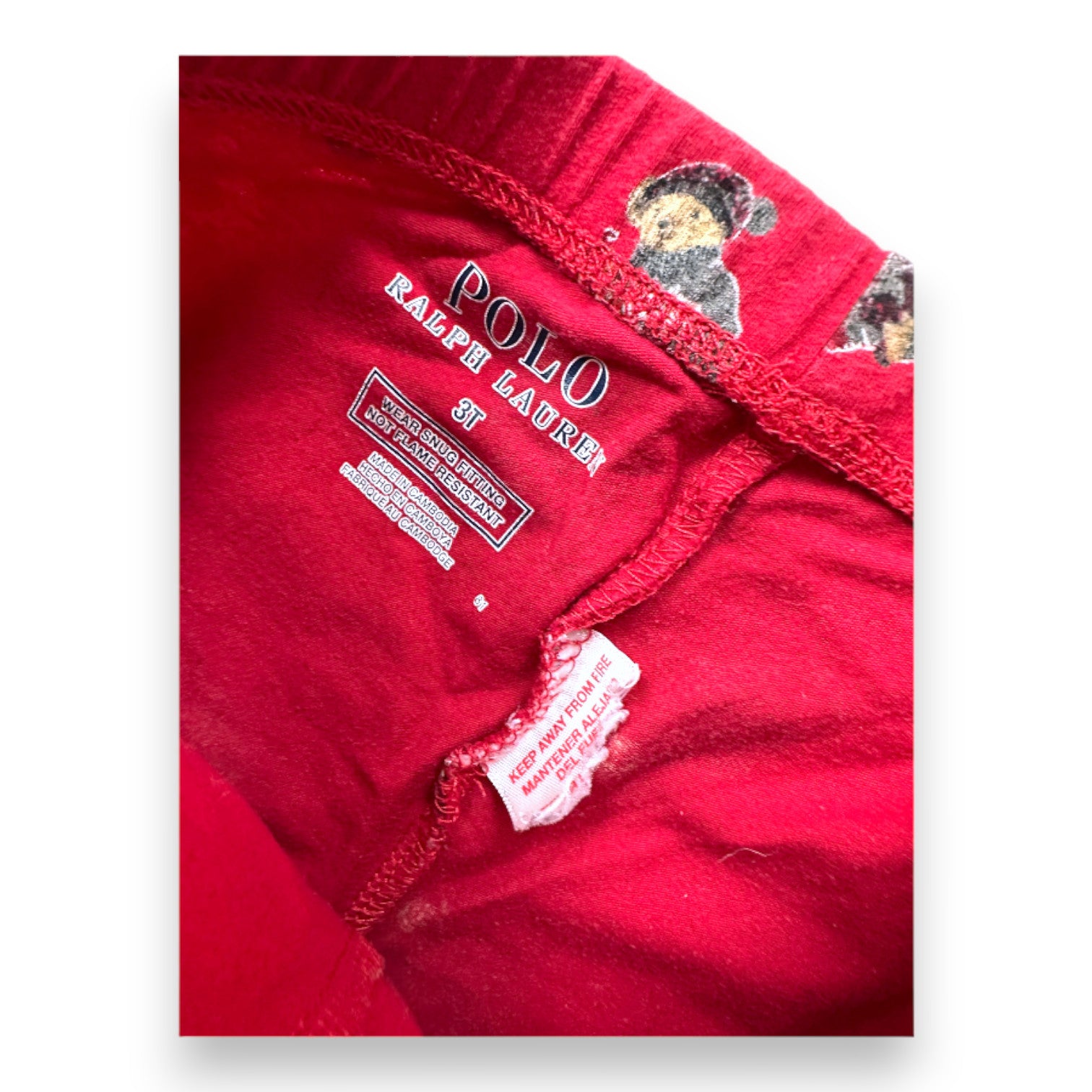 RALPH LAUREN - Bas de pyjama rouge avec imprimés oursons - 3 ans