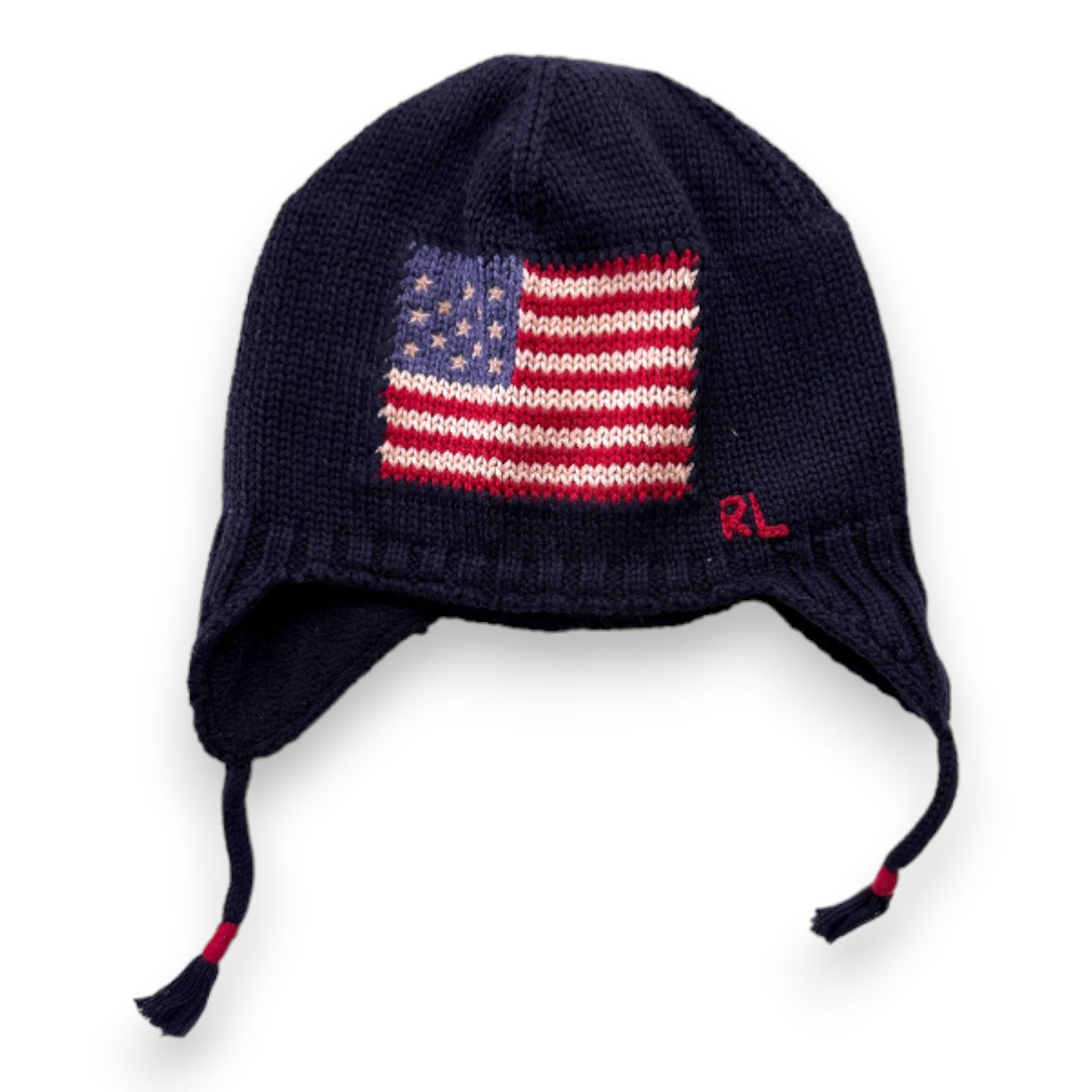 RALPH LAUREN - Bonnet bleu marine avec drapeau - 4 ans