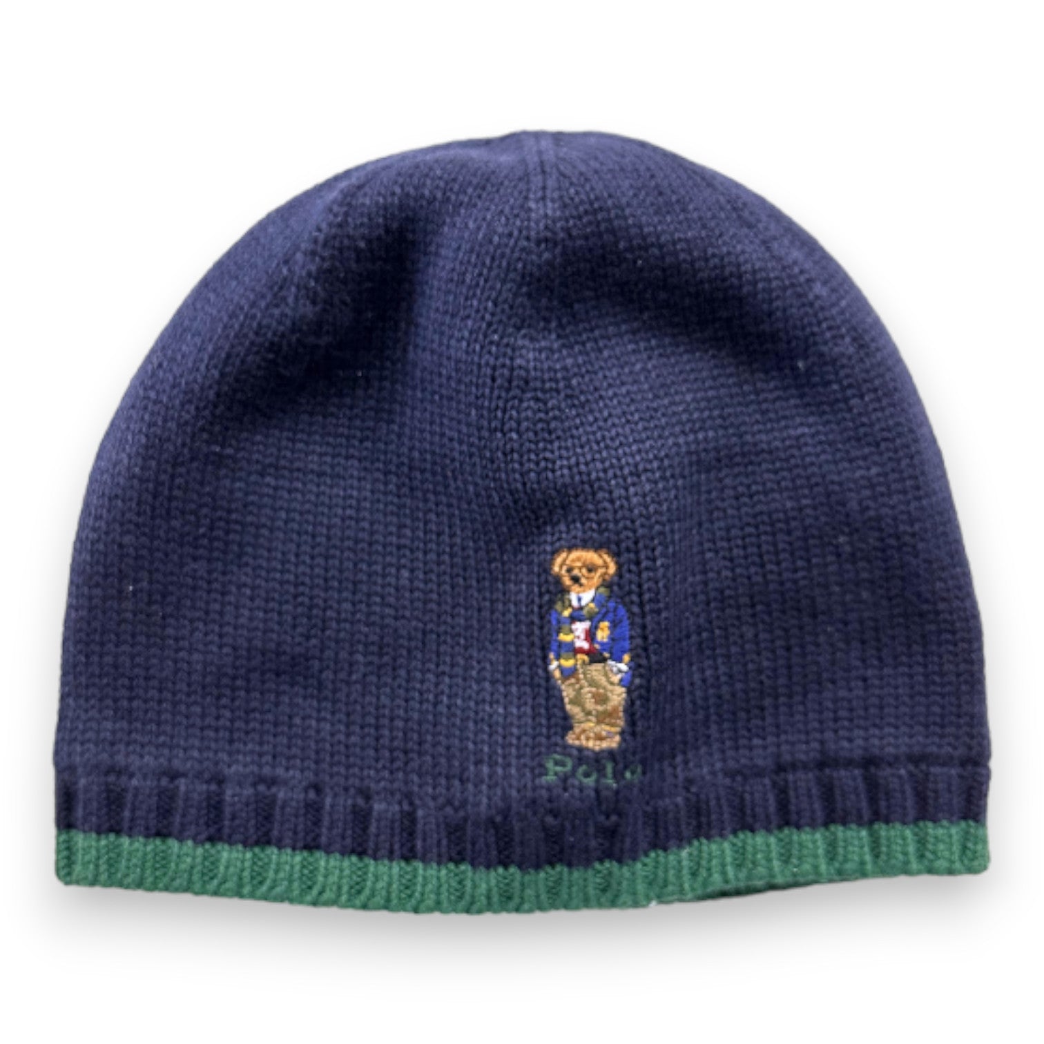 RALPH LAUREN - Bonnet bleu marine et vert - 4 ans