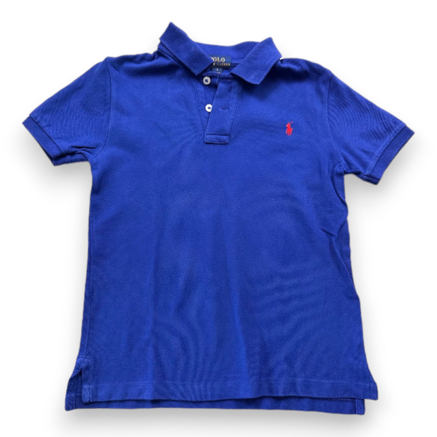RALPH LAUREN - Blaues Kurzarm-Poloshirt - 7 Jahre