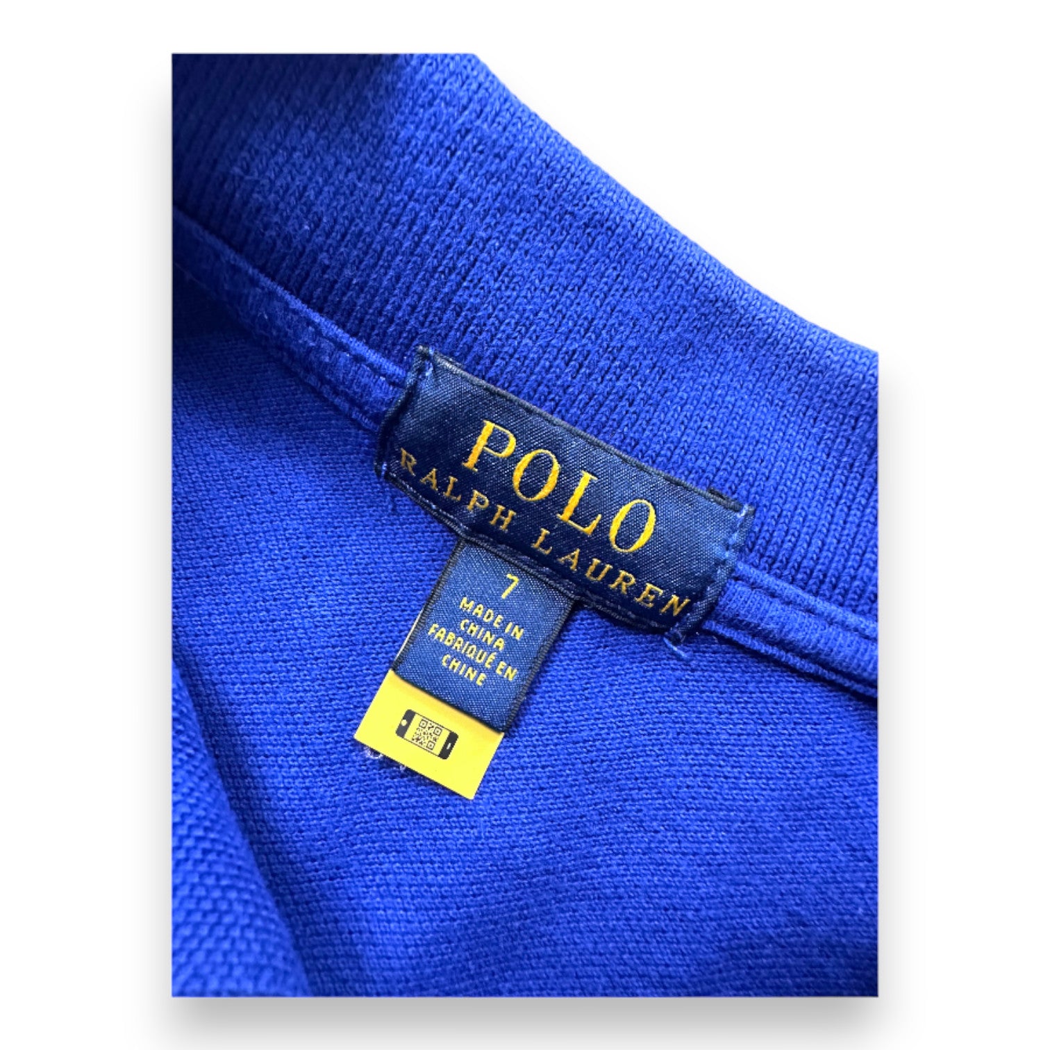 RALPH LAUREN - Blaues Kurzarm-Poloshirt - 7 Jahre