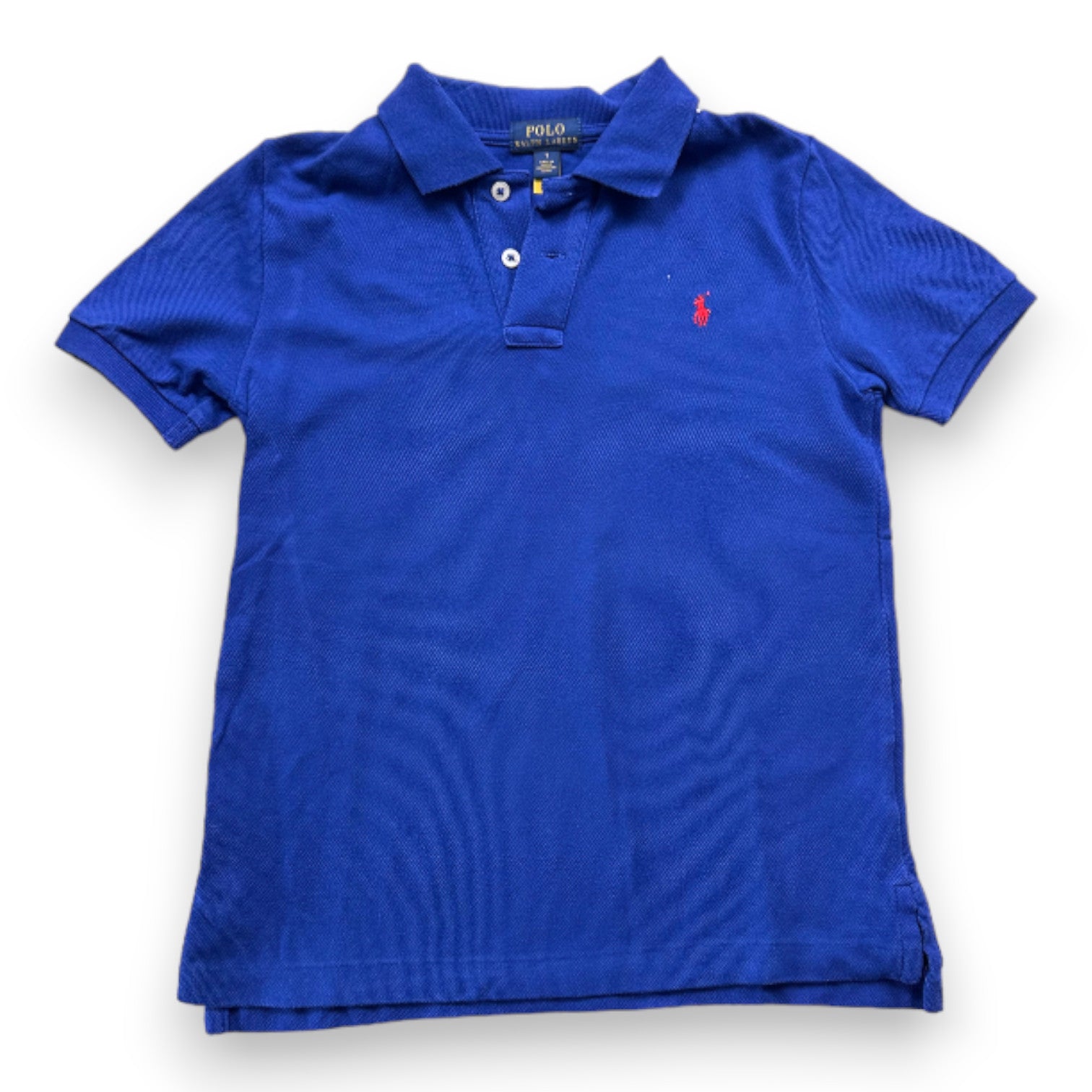 RALPH LAUREN - Blaues Kurzarm-Poloshirt - 7 Jahre