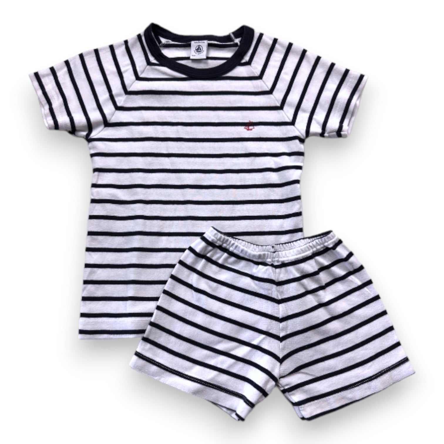 PETIT BATEAU - Pyjama-Set mit weißen und blauen Streifen - 6 Jahre