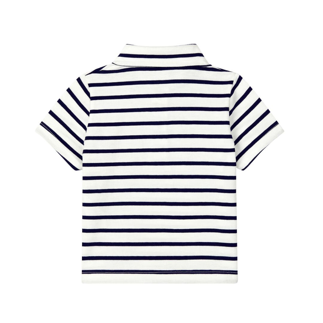 PETIT BATEAU - Short-sleeved sailor-striped polo shirt - 6 months