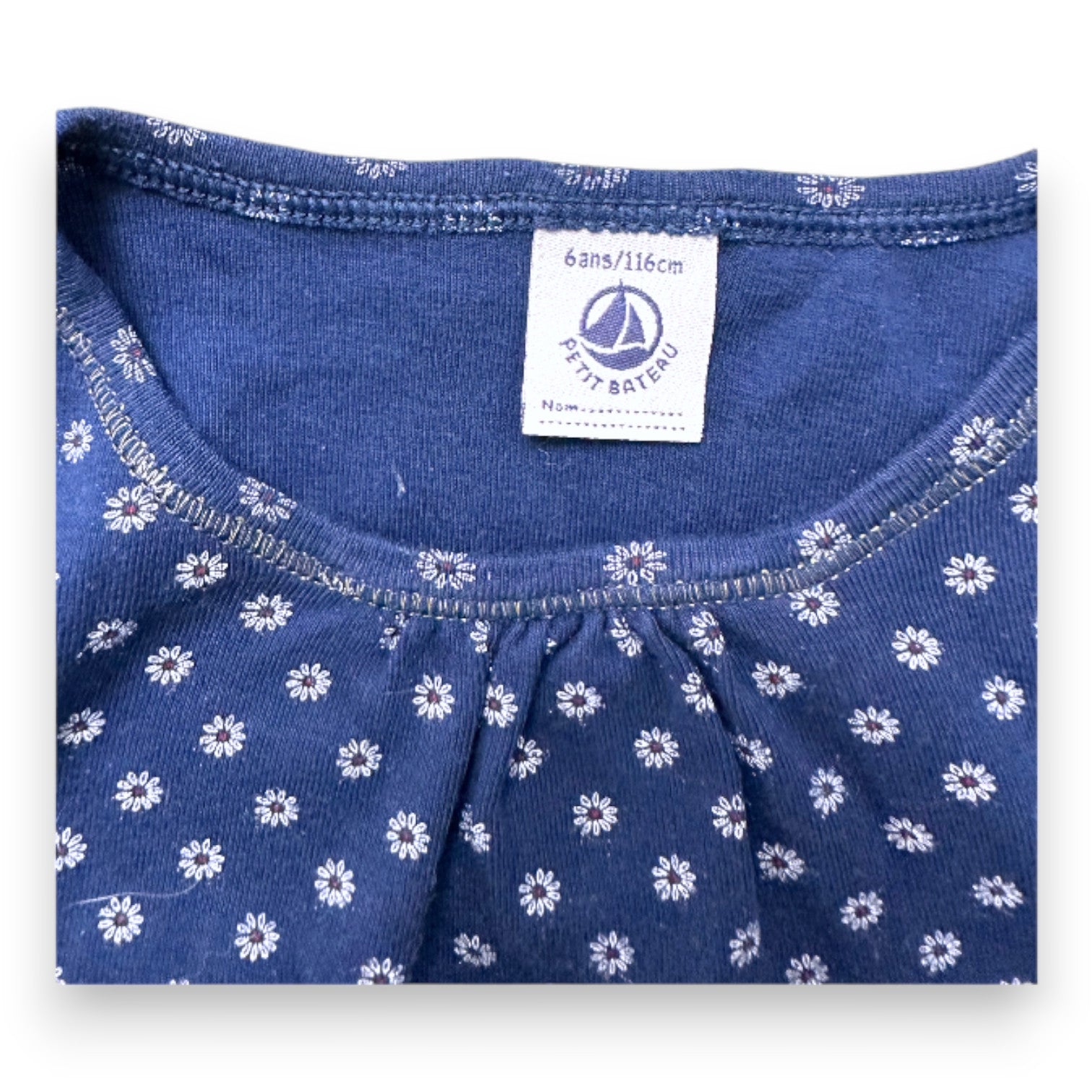 PETIT BATEAU - Blue floral long-sleeved t-shirt - 6 years