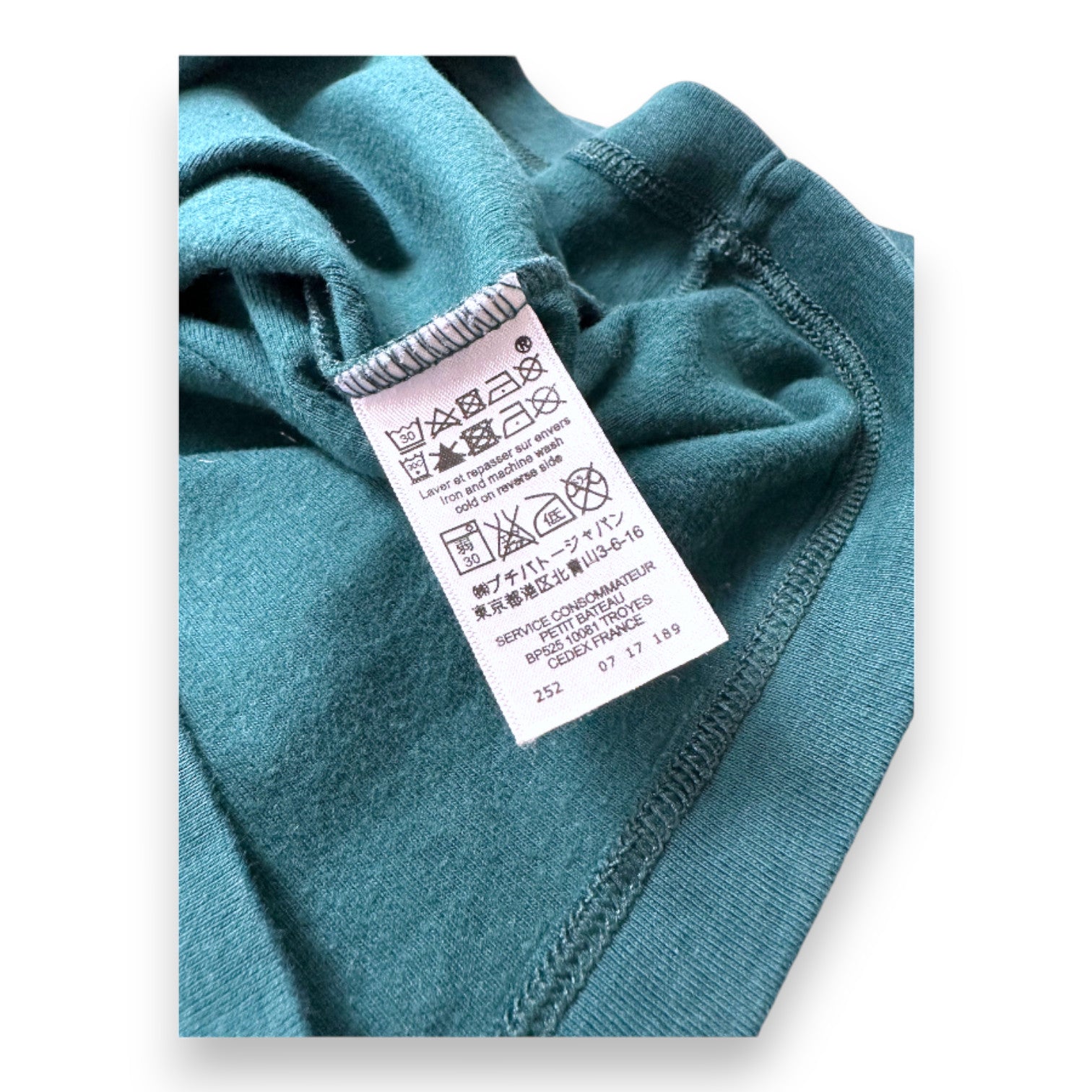 PETIT BATEAU - Grünes Langarm-T-Shirt - 6 Jahre