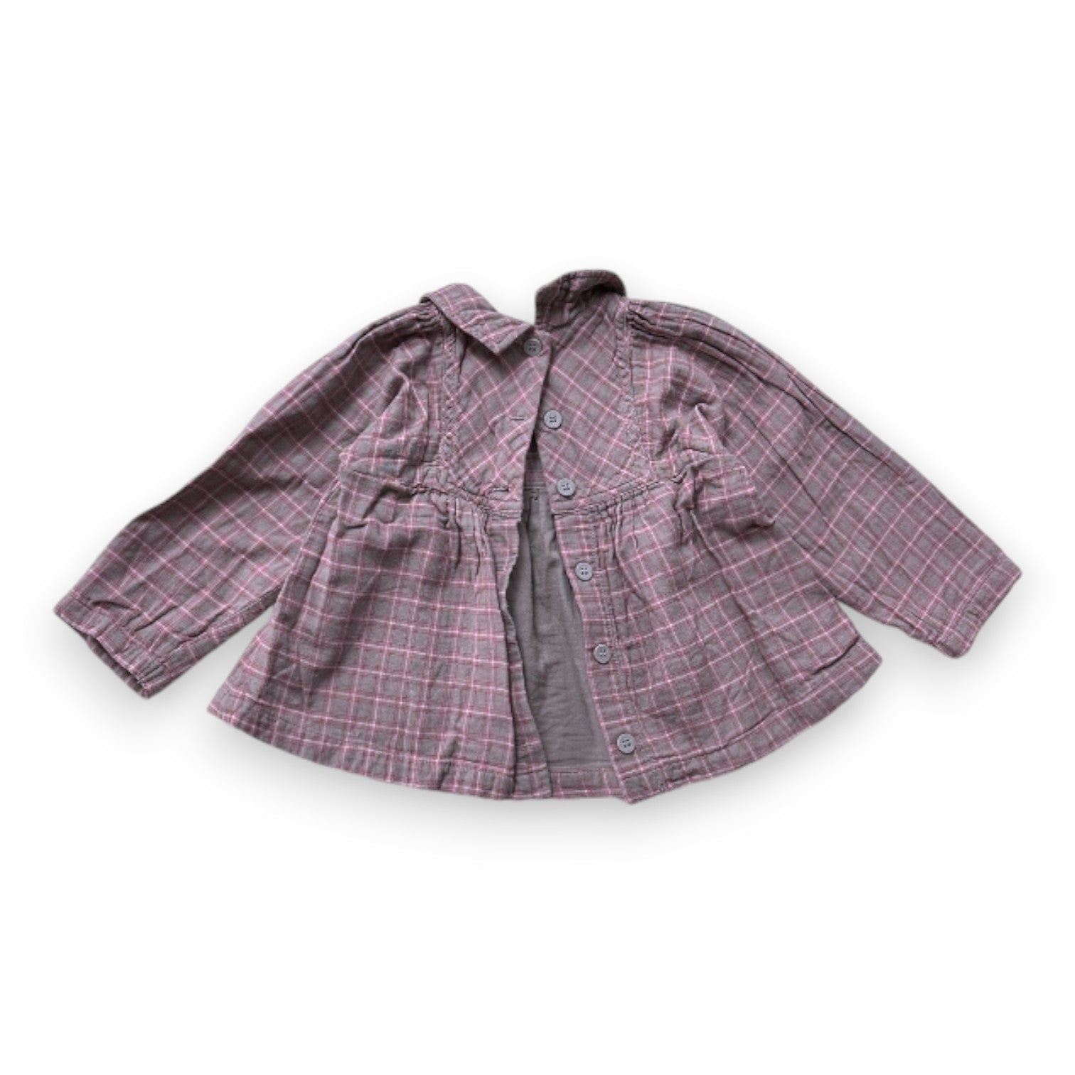 PETIT BATEAU - Blouse grise à carreaux - 18 mois