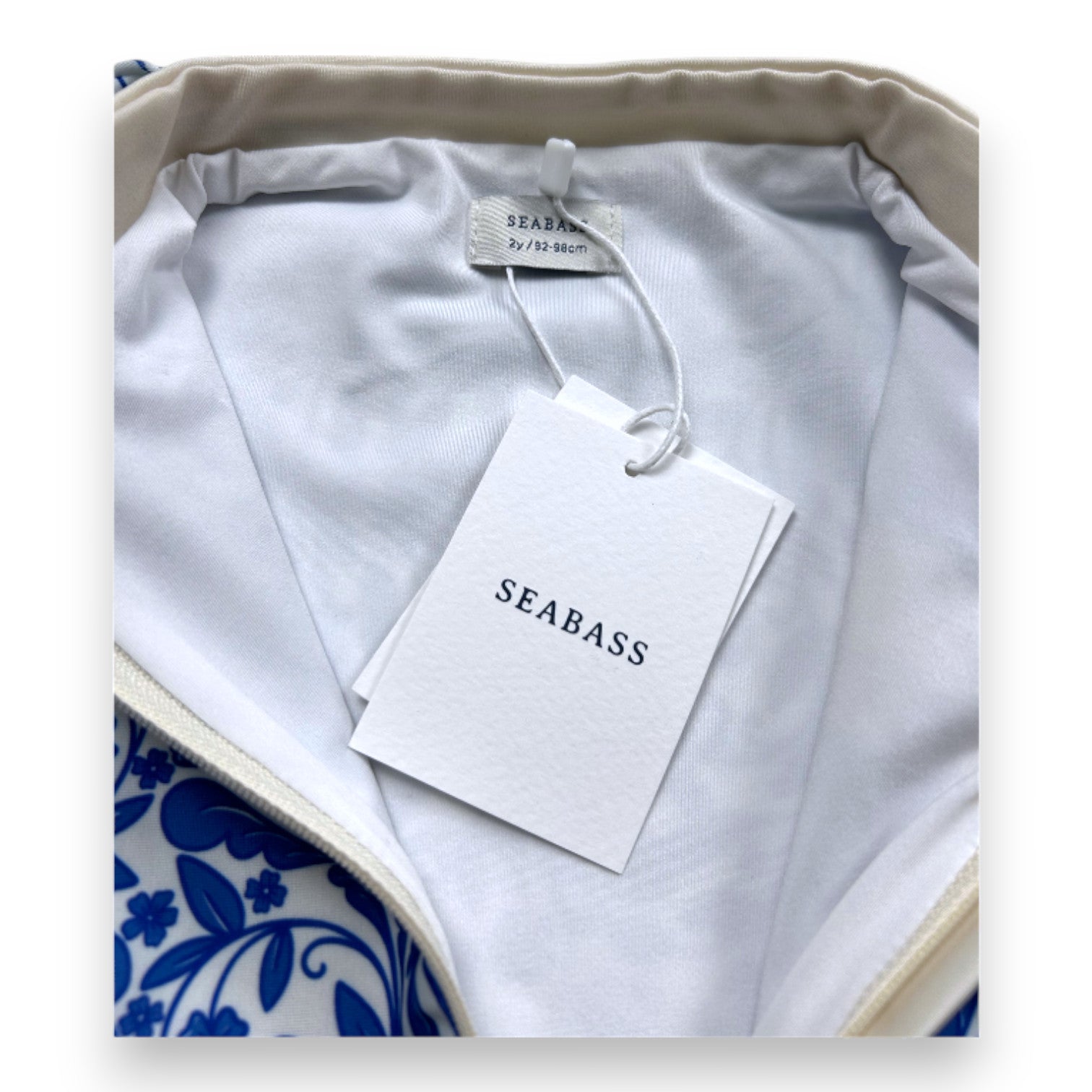 SEA BASS - White and blue patterned swimsuit set - 2 years
