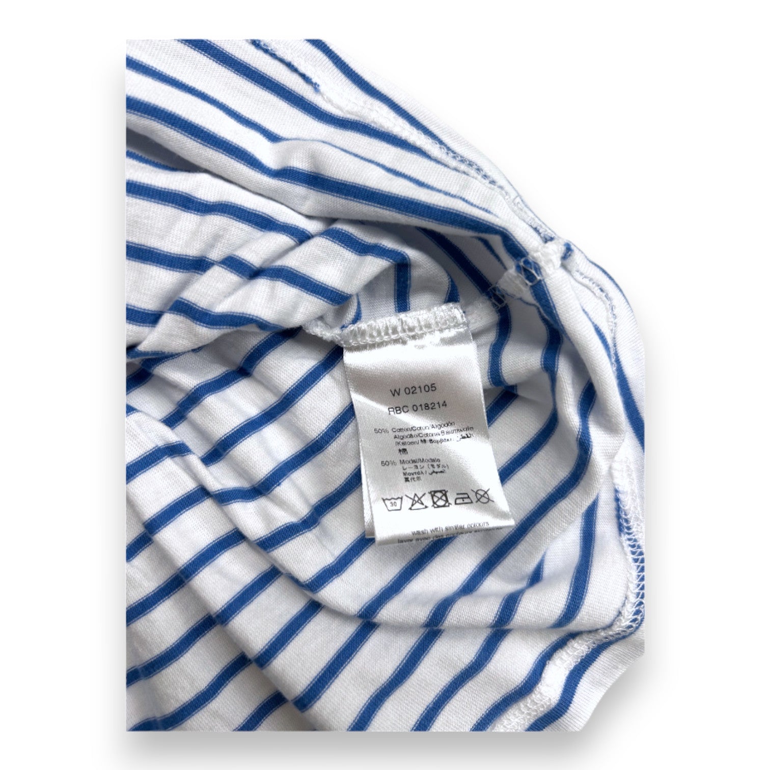 LITTLE MARC JACOBS - Robe à manches courtes blanche et bleue à rayures - 6 mois