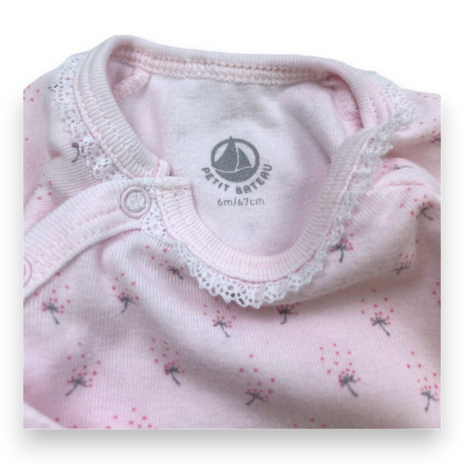PETIT BATEAU - Pack of 2 pink long-sleeved bodysuits - 6 months