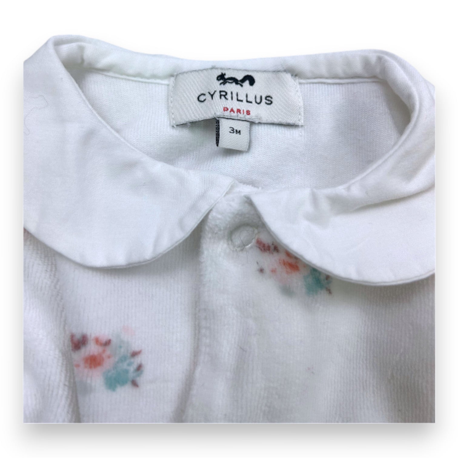 CYRILLUS - Pyjama blanc à fleurs - 3 mois