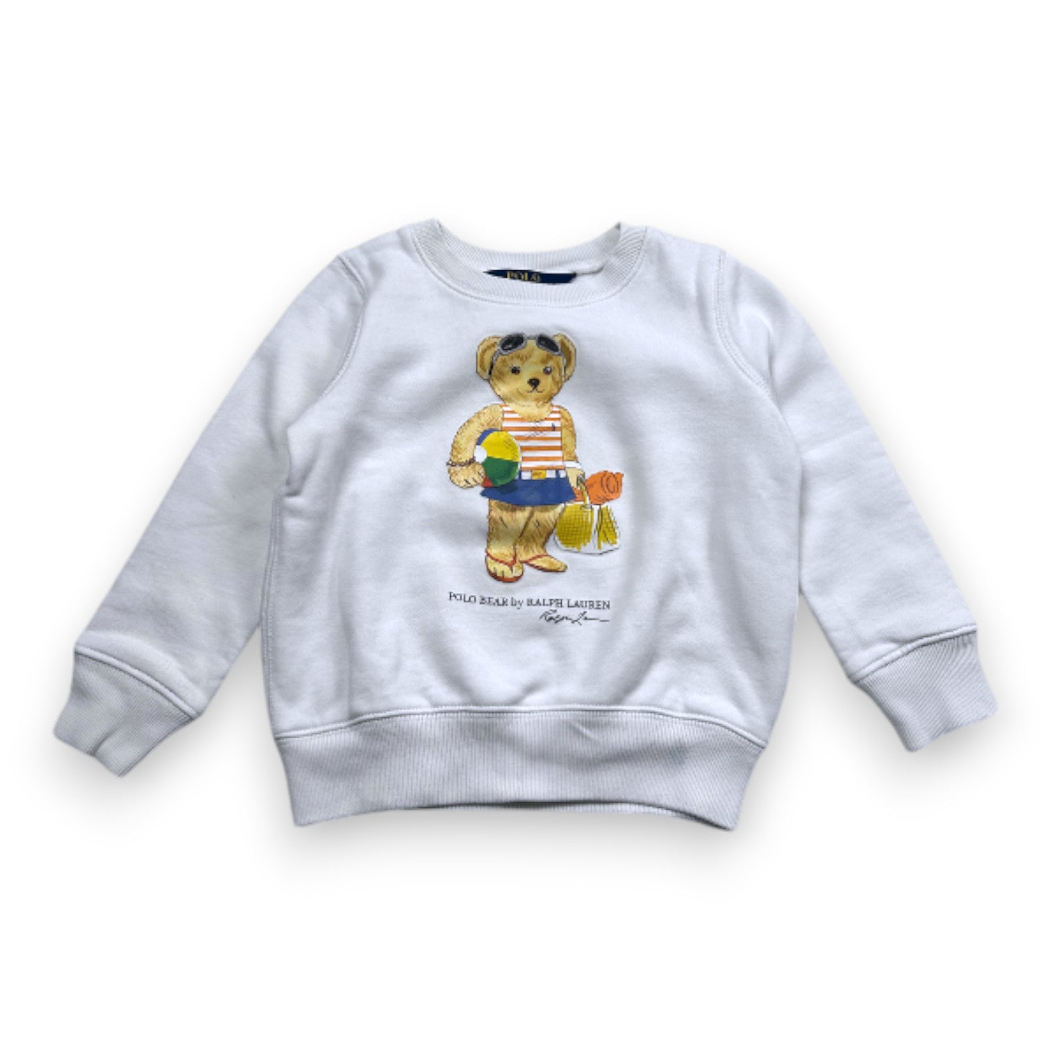 RALPH LAUREN - Weißes Bären-Sweatshirt - 3 Jahre