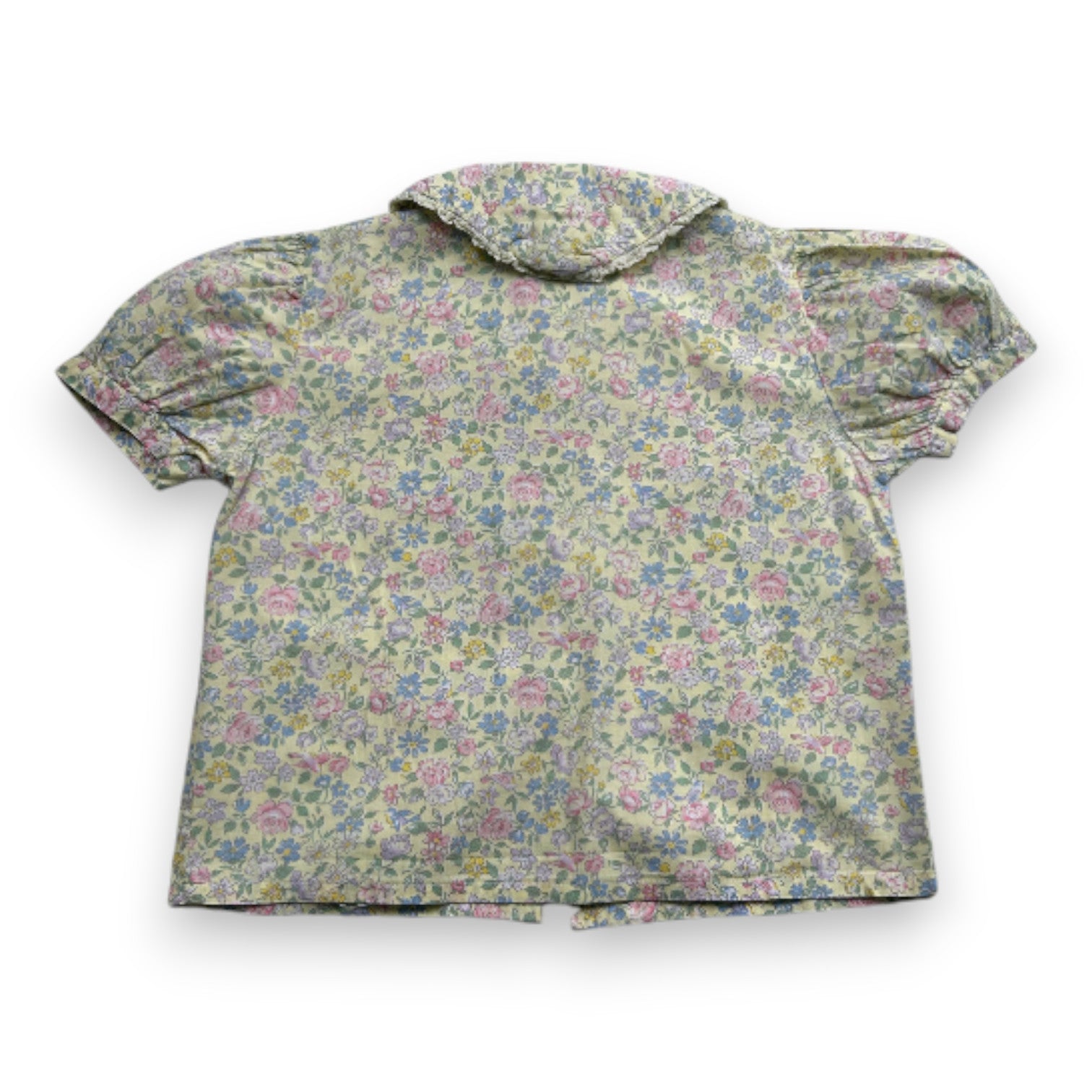 JACADI - Gelbe Kurzarmbluse mit Blumen - 2 Jahre