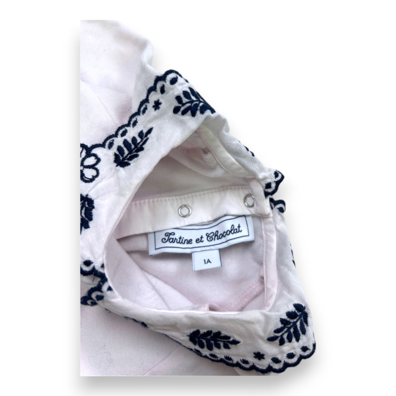 TARTINE & CHOCOLAT - T-shirt à manches longues rose avec col brodé - 12 mois