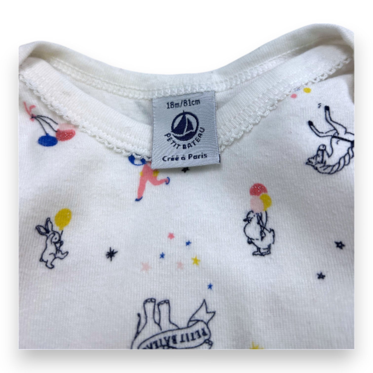 PETIT BATEAU - Lot de 2 bodies à manches longues avec motifs - 18 mois