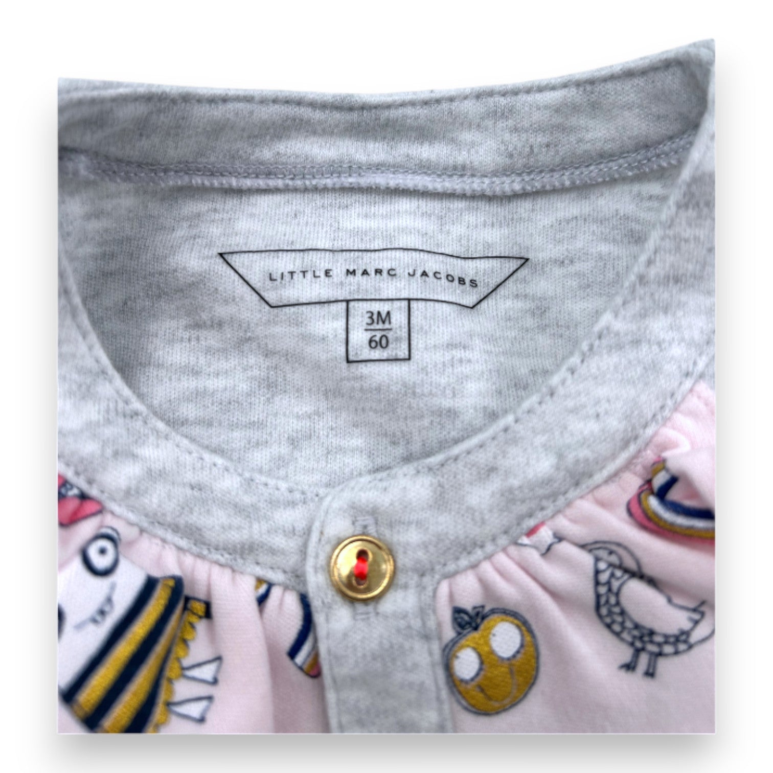 LITTLE MARC JACOBS - Graues Kleid und rosa Pumphose-Set mit Prints - 3 Monate