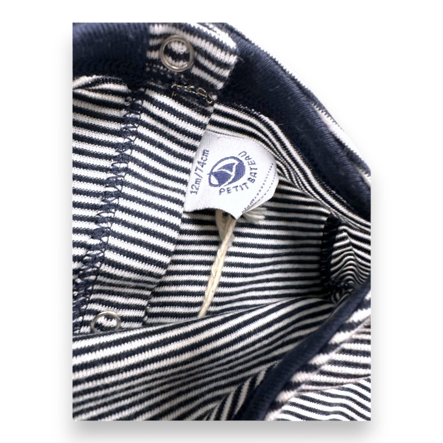 PETIT BATEAU - New navy blue striped dress - 12 months