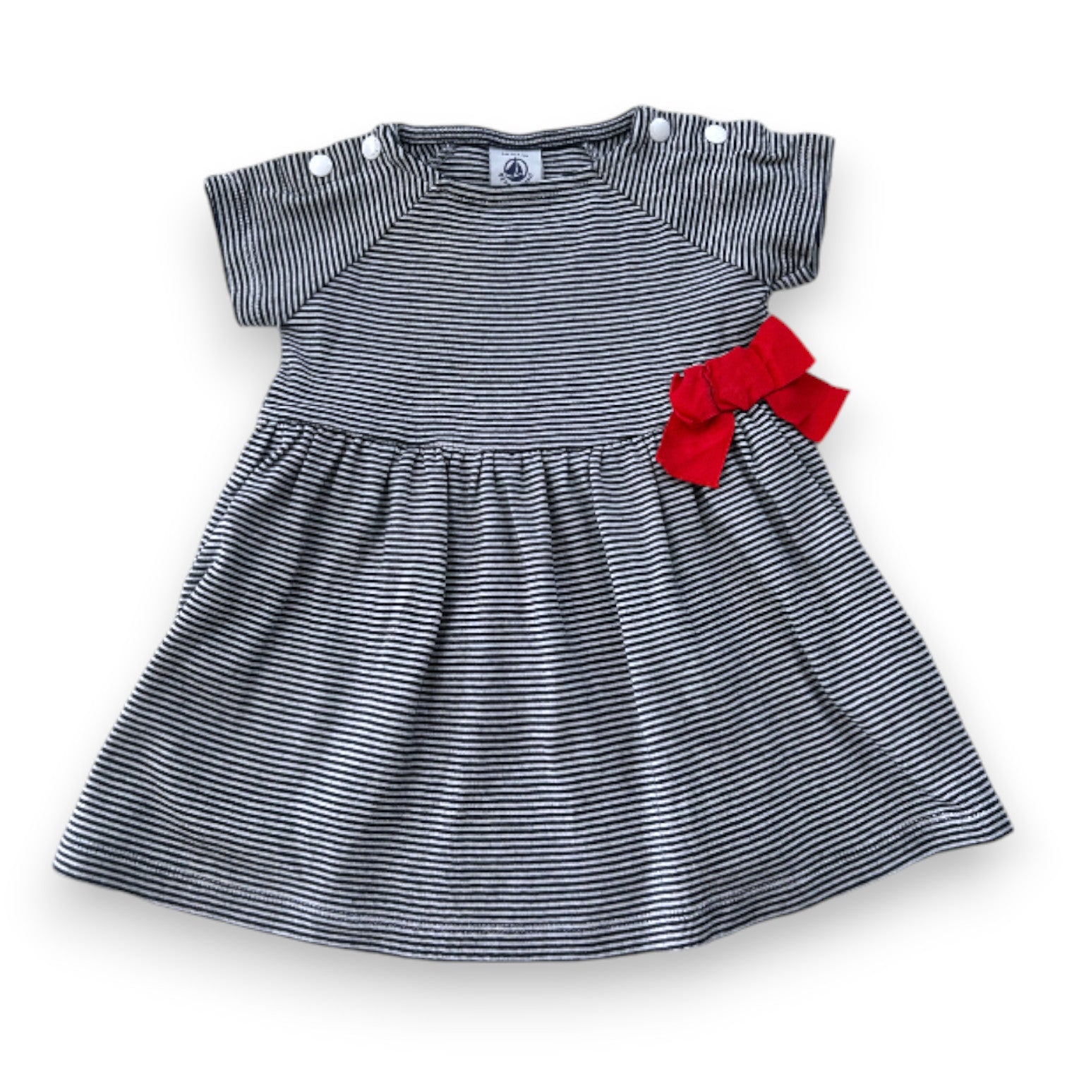 PETIT BATEAU - Blau-weiß gestreiftes Kleid - 6 Monate