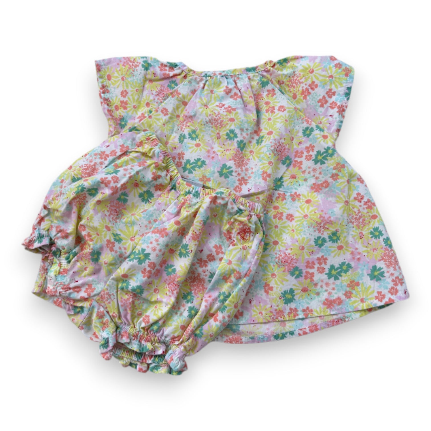 PETIT BATEAU - Set aus Bluse und Pumphose mit Blumenmuster - 6 Monate