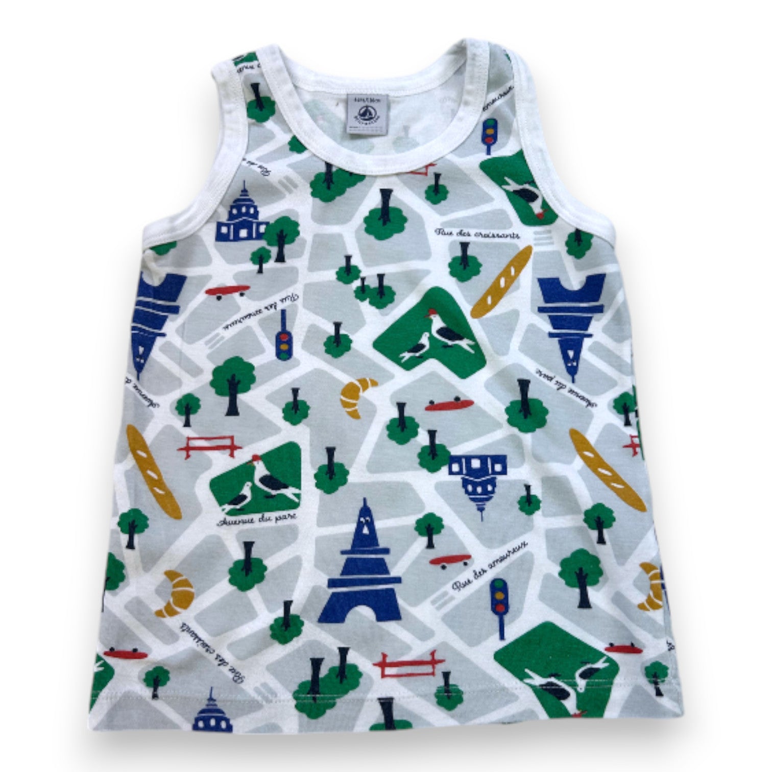 PETIT BATEAU - Weißes Tanktop mit Aufdrucken - 6 Jahre