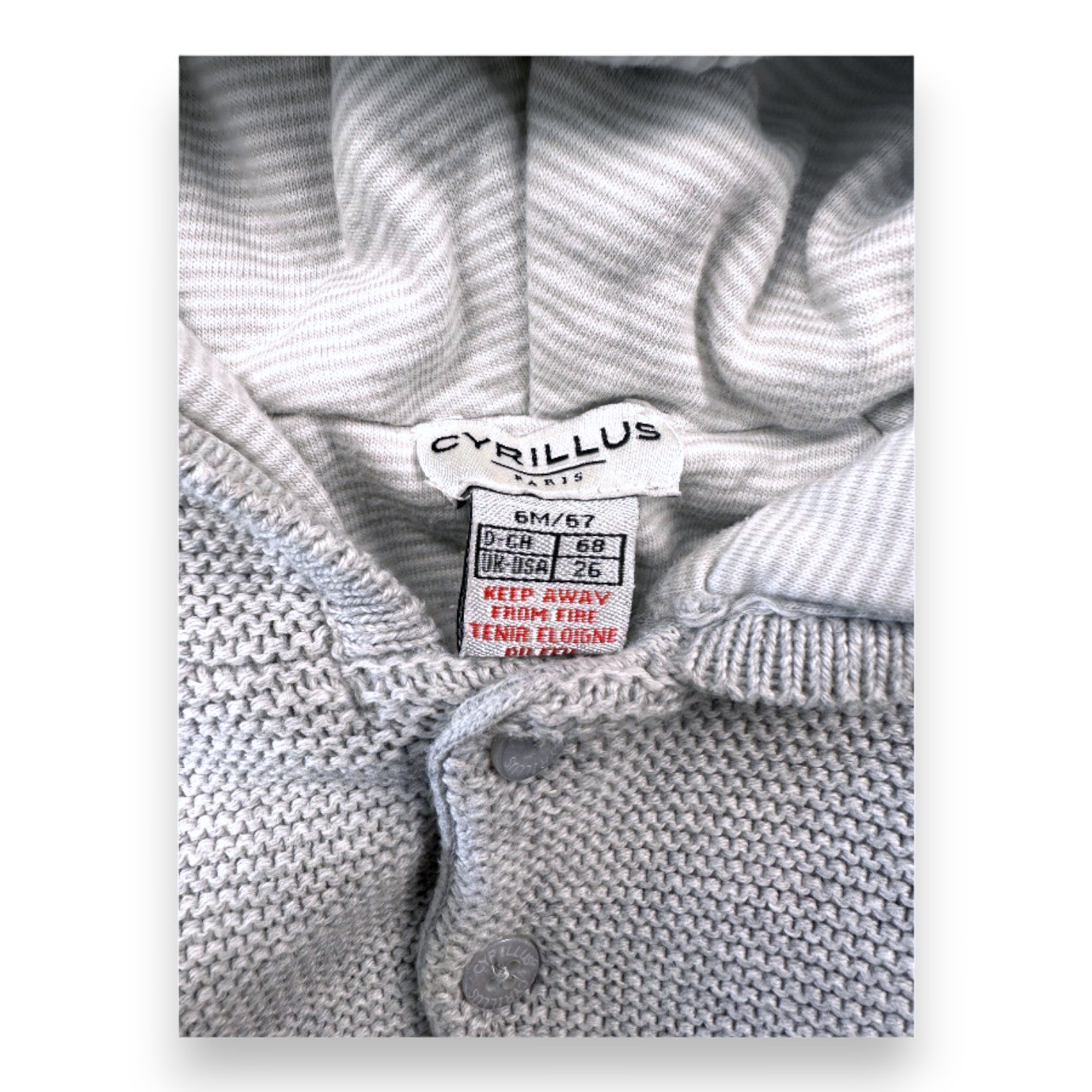 CYRILLUS - Graue Jacke mit Netzeffekt - 6 Monate