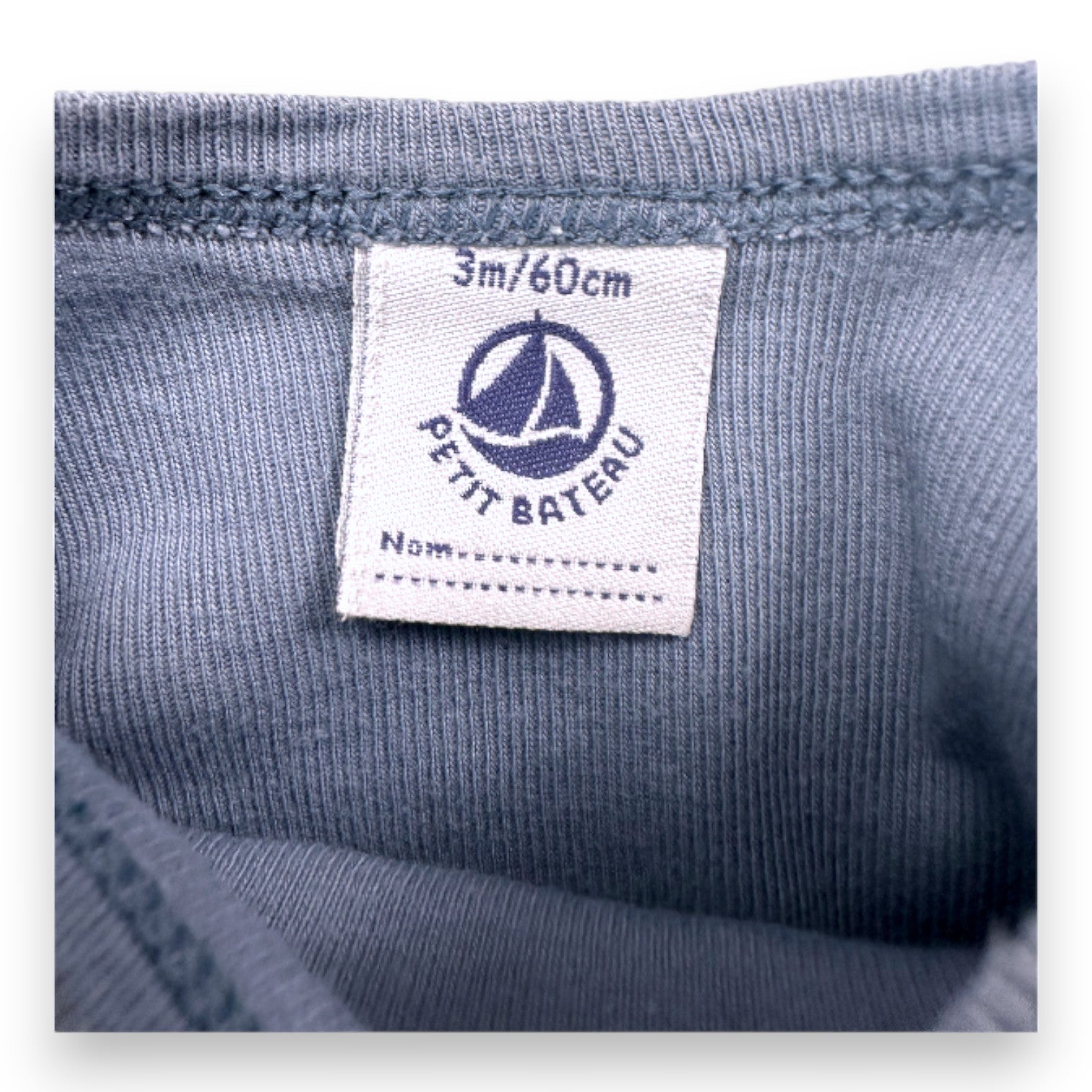 PETIT BATEAU - Gray long-sleeved bodysuit with print - 3 months