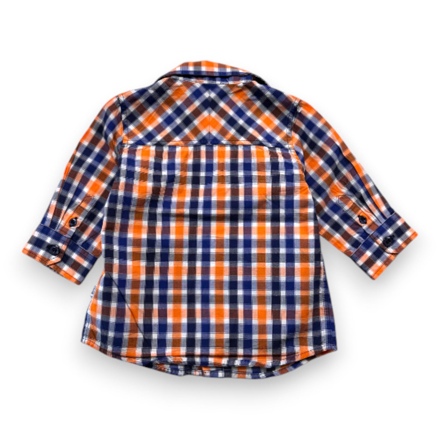 HUGO BOSS - Chemise bleue et orange à carreaux - 6 mois