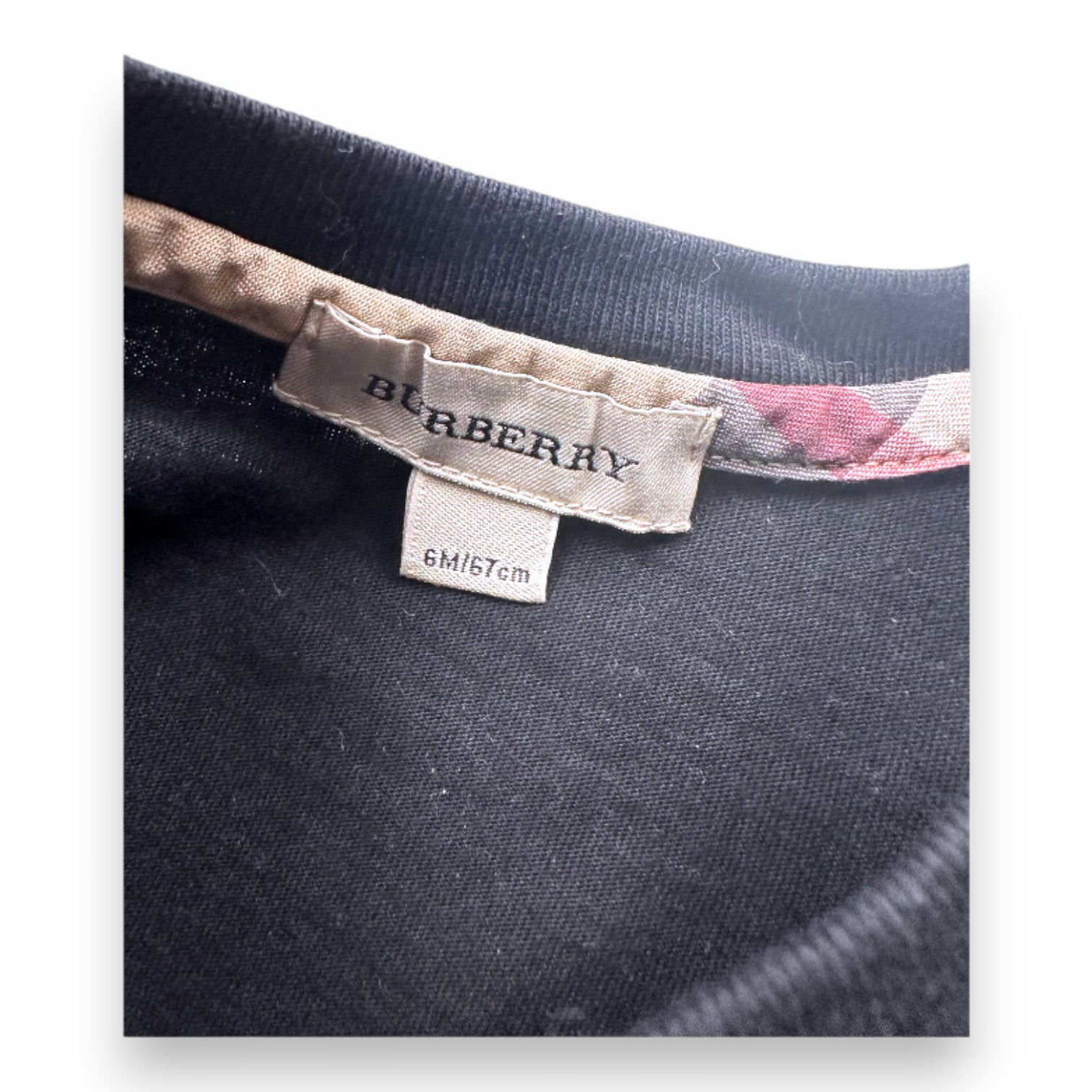 BURBERRY - Schwarzes Langarm-T-Shirt - 6 Monate