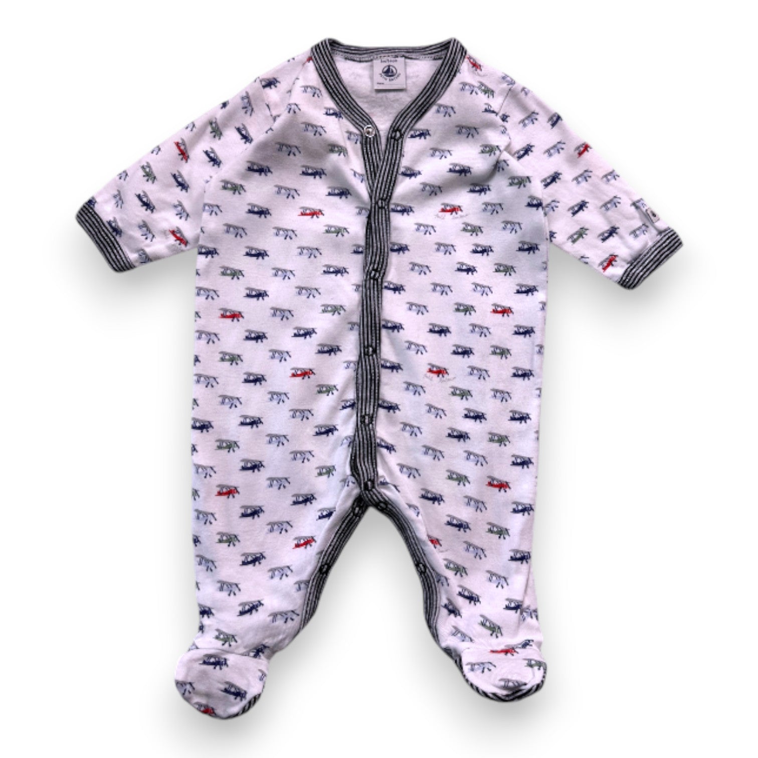 PETIT BATEAU - Weißer Pyjama mit Aufdrucken - 1 Monat