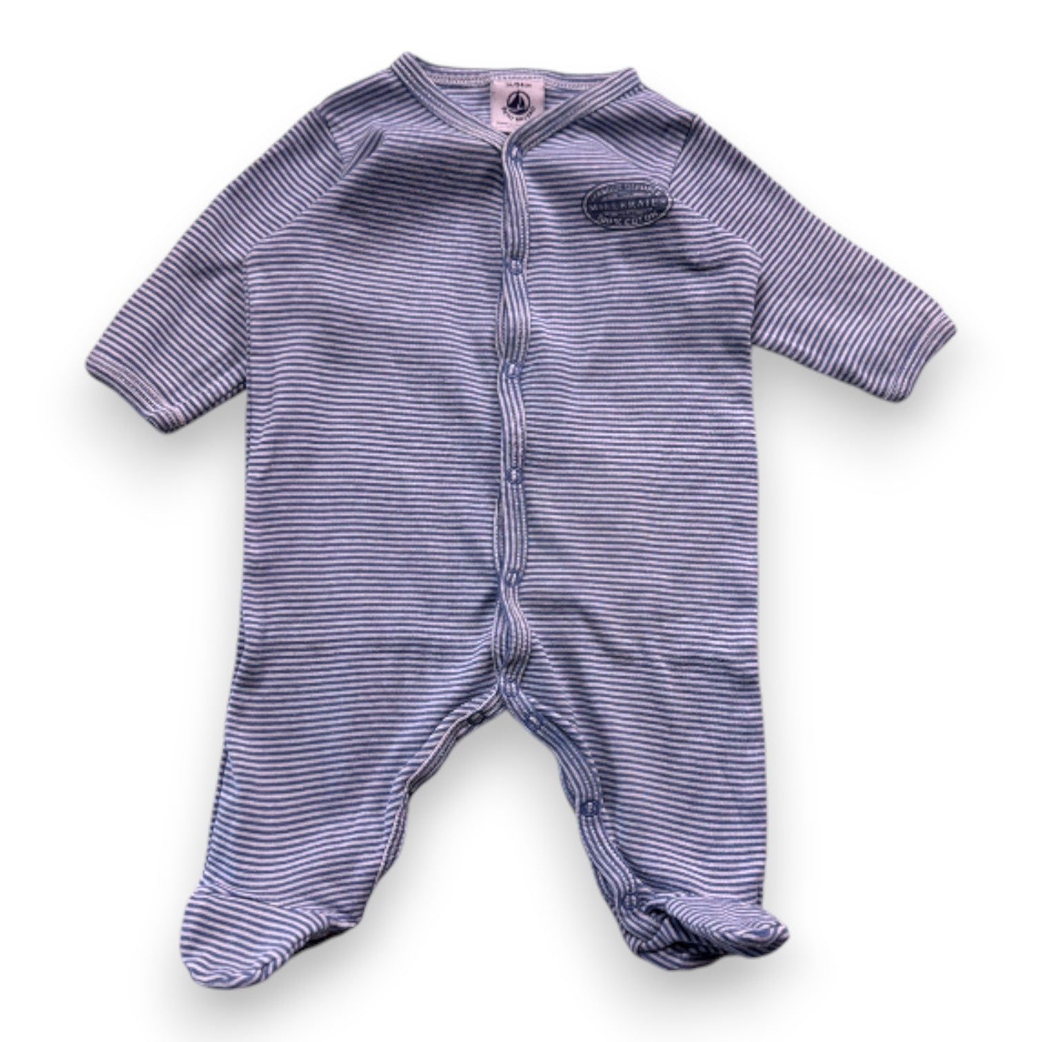 PETIT BATEAU - Blau-weiß gestreifter Pyjama - 1 Monat