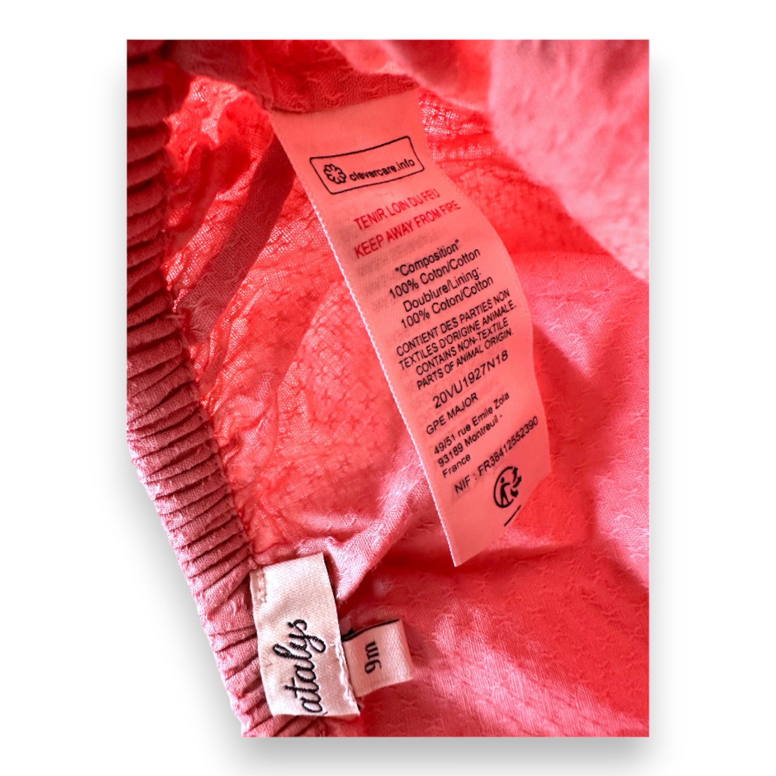 NATALYS - Pink dress and bloomer set - 9 months