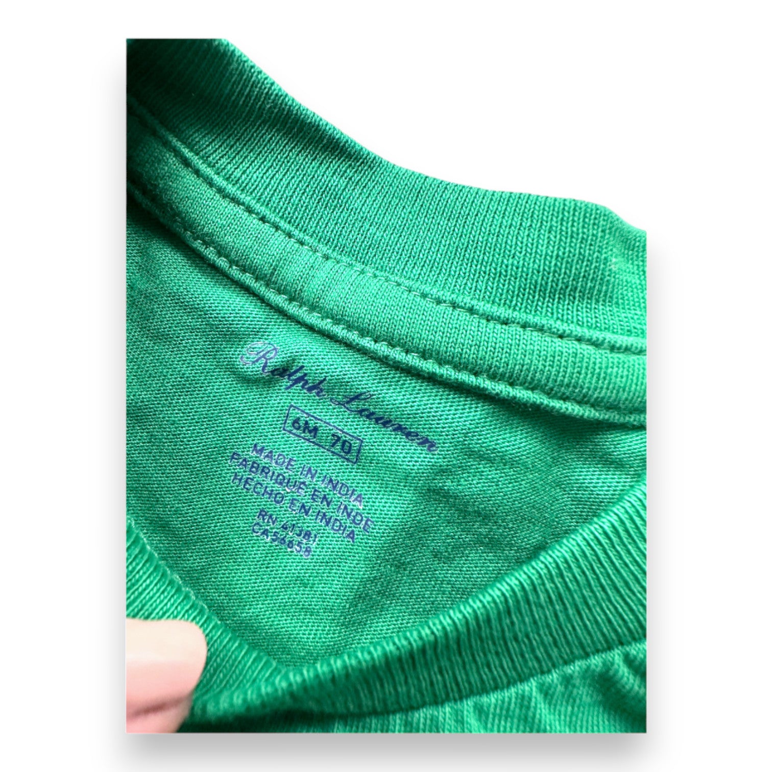 RALPH LAUREN - Green short-sleeved T-shirt - 6 months