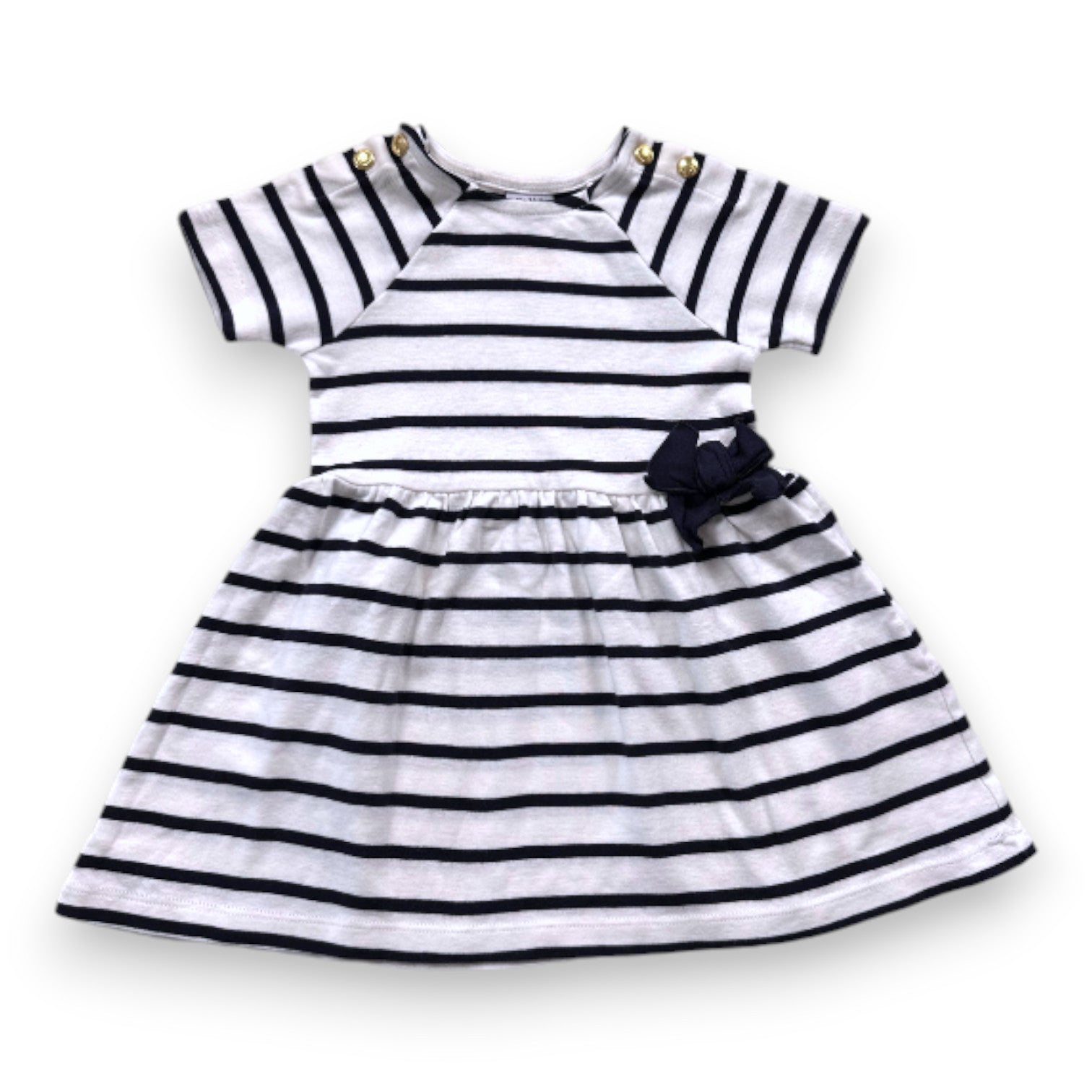 PETIT BATEAU - Blue and white striped dress - 12 months