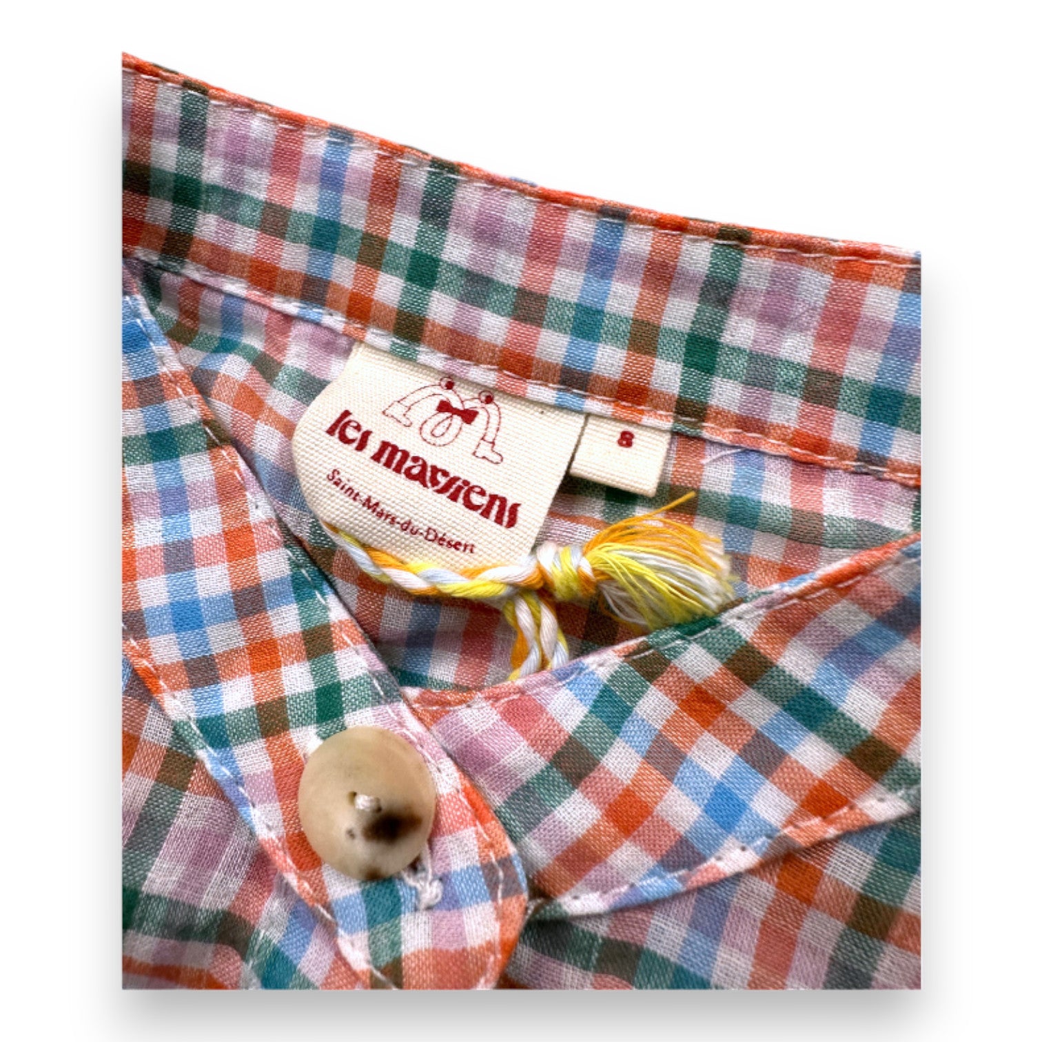 LES MARSIENS - Chemise Verte orange et bleue à carreayx à manches longues - 8 ans